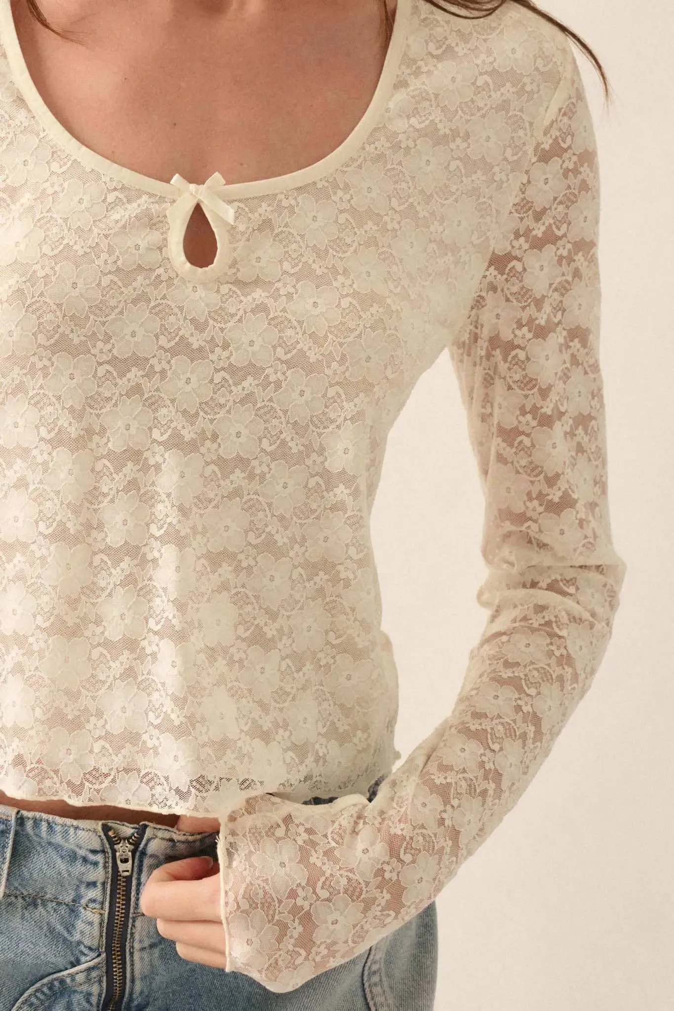 Something Sweet Floral Lace Keyhole Top sold by Promesa product image thumbnail 5