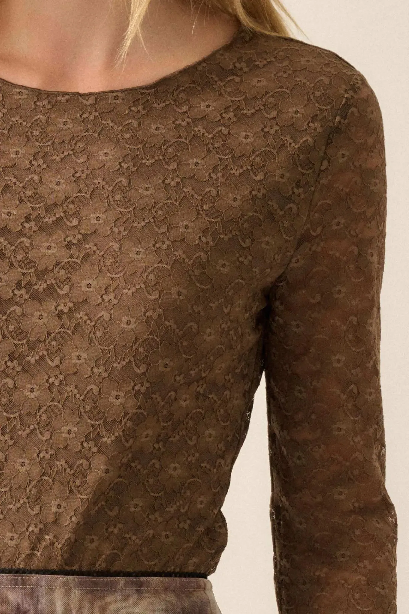 Sweet Flirtation Floral Lace Long-Sleeve Bodysuit sold by Promesa product image thumbnail 5