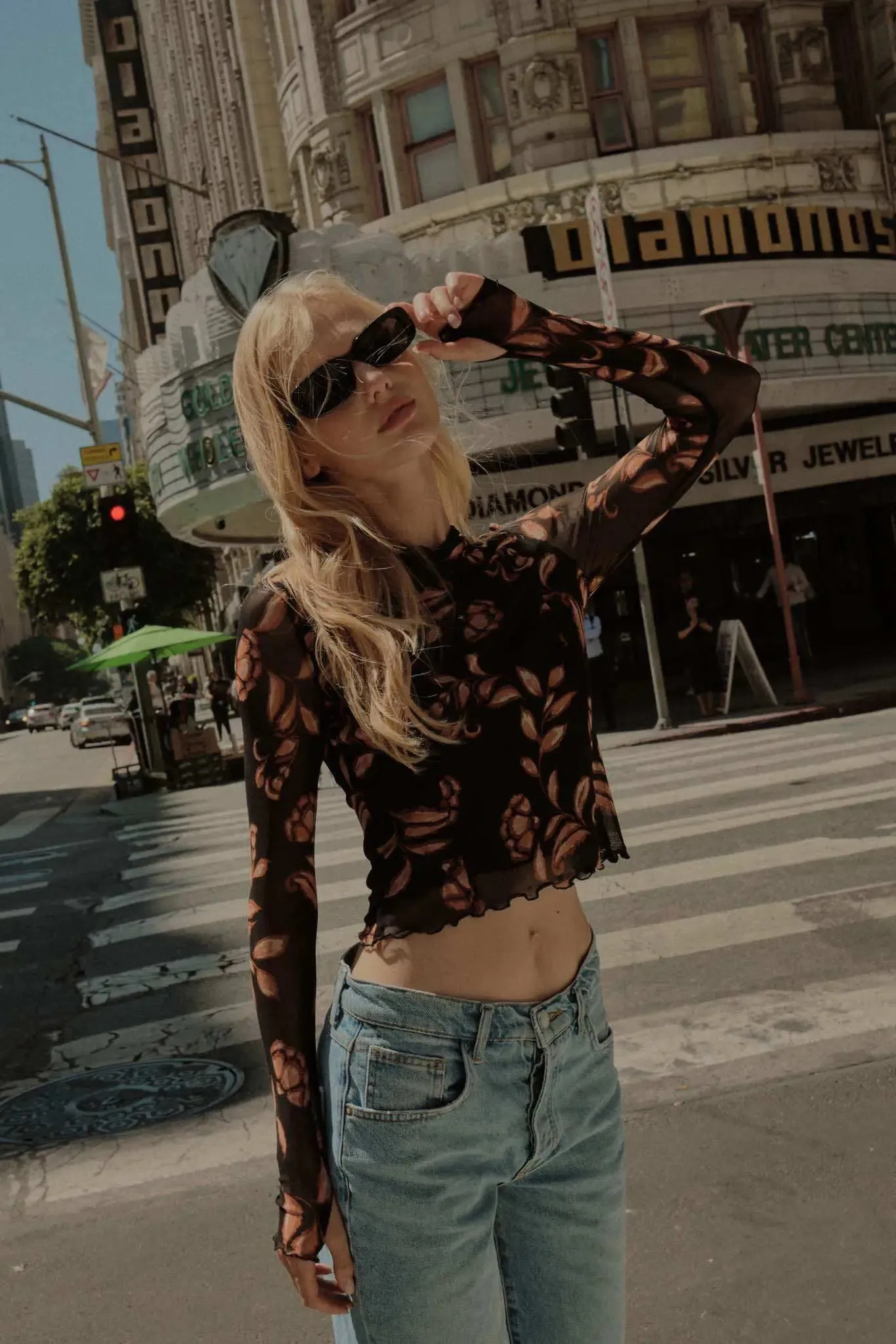 Fantastic Fall Floral Mesh Hooded Thumbhole Top sold by Promesa