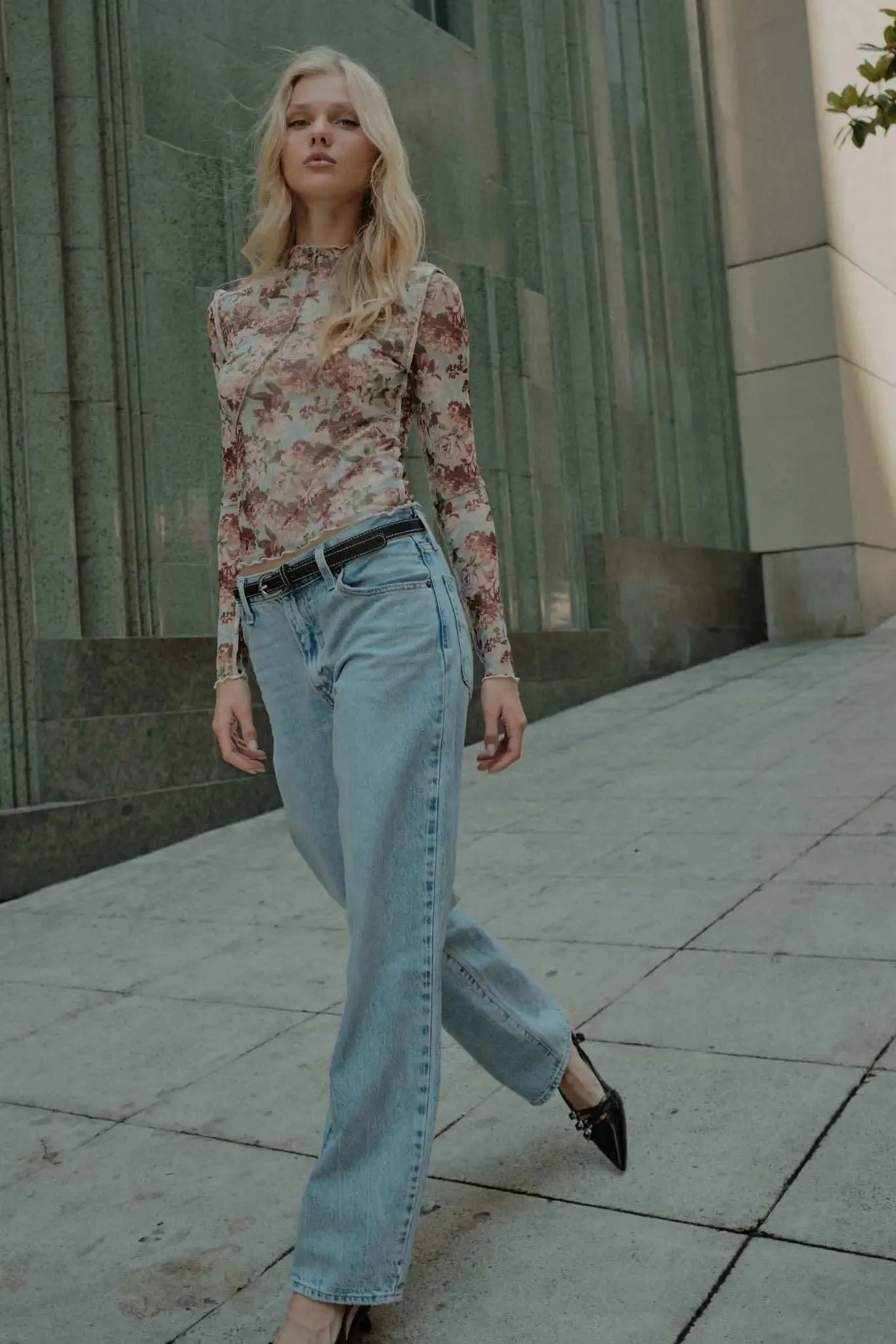 Delicate Blooms Floral Mesh Exposed-Seam Top sold by Promesa