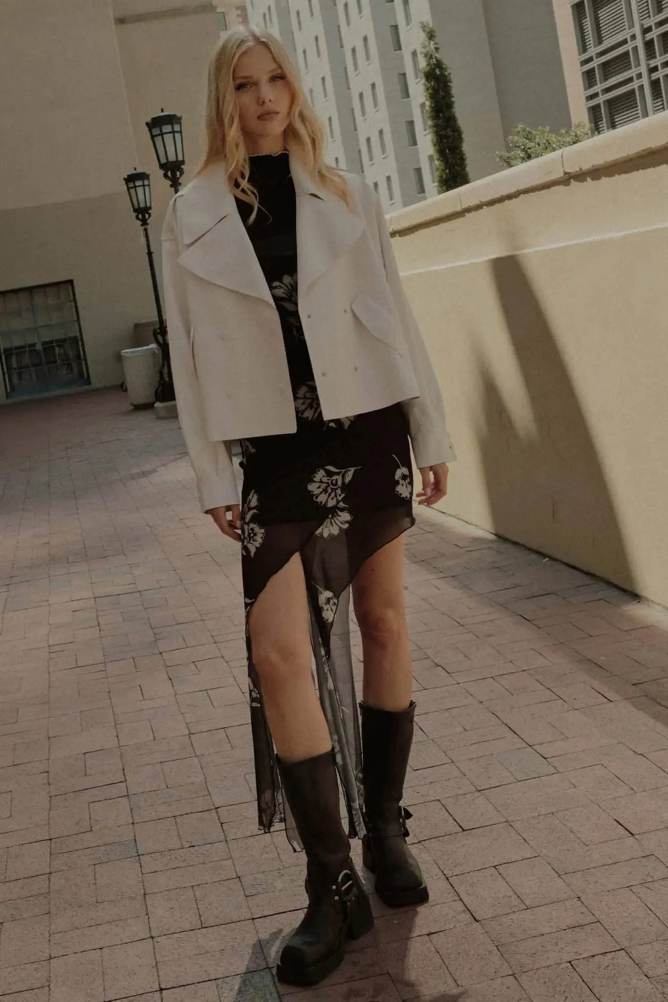 Deco Diva Floral Mesh Asymmetrical Mini Dress sold by Promesa product image thumbnail 3