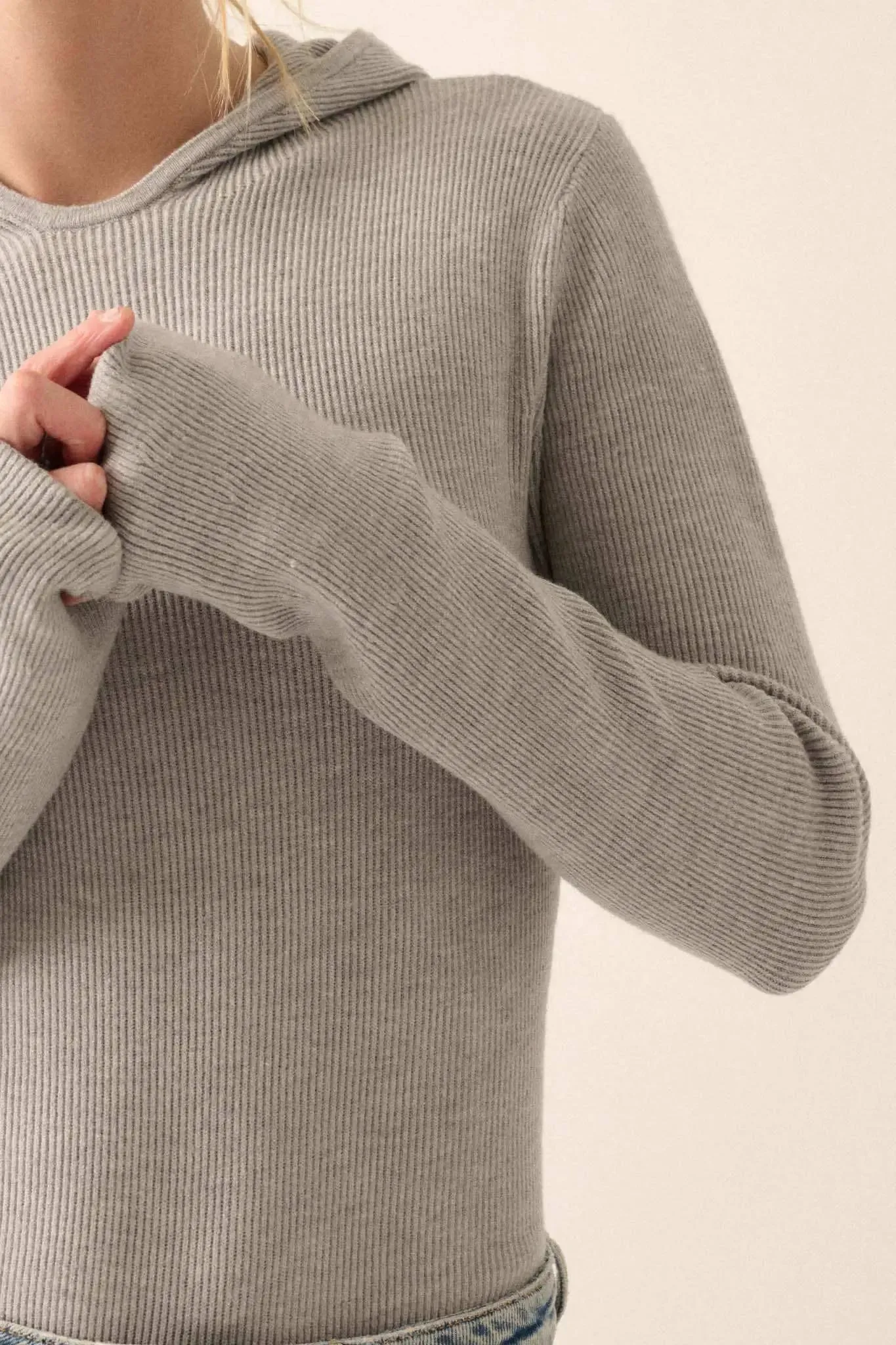 Time Will Tell Ribbed Knit Hoodie Bodysuit sold by Promesa product image thumbnail 3