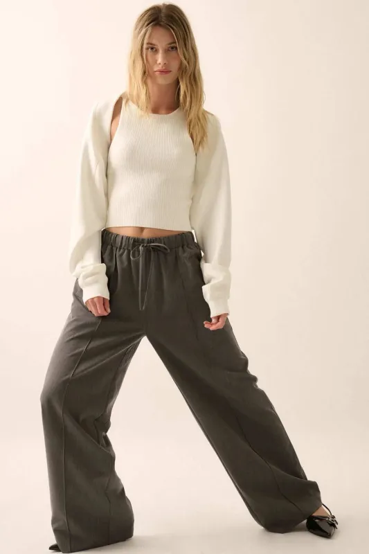 Step Above Twill Wide-Leg Drawstring Pants sold by Promesa