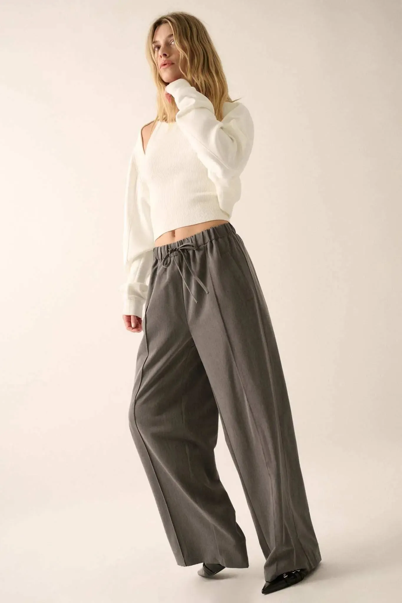 Step Above Twill Wide-Leg Drawstring Pants sold by Promesa product image thumbnail 4