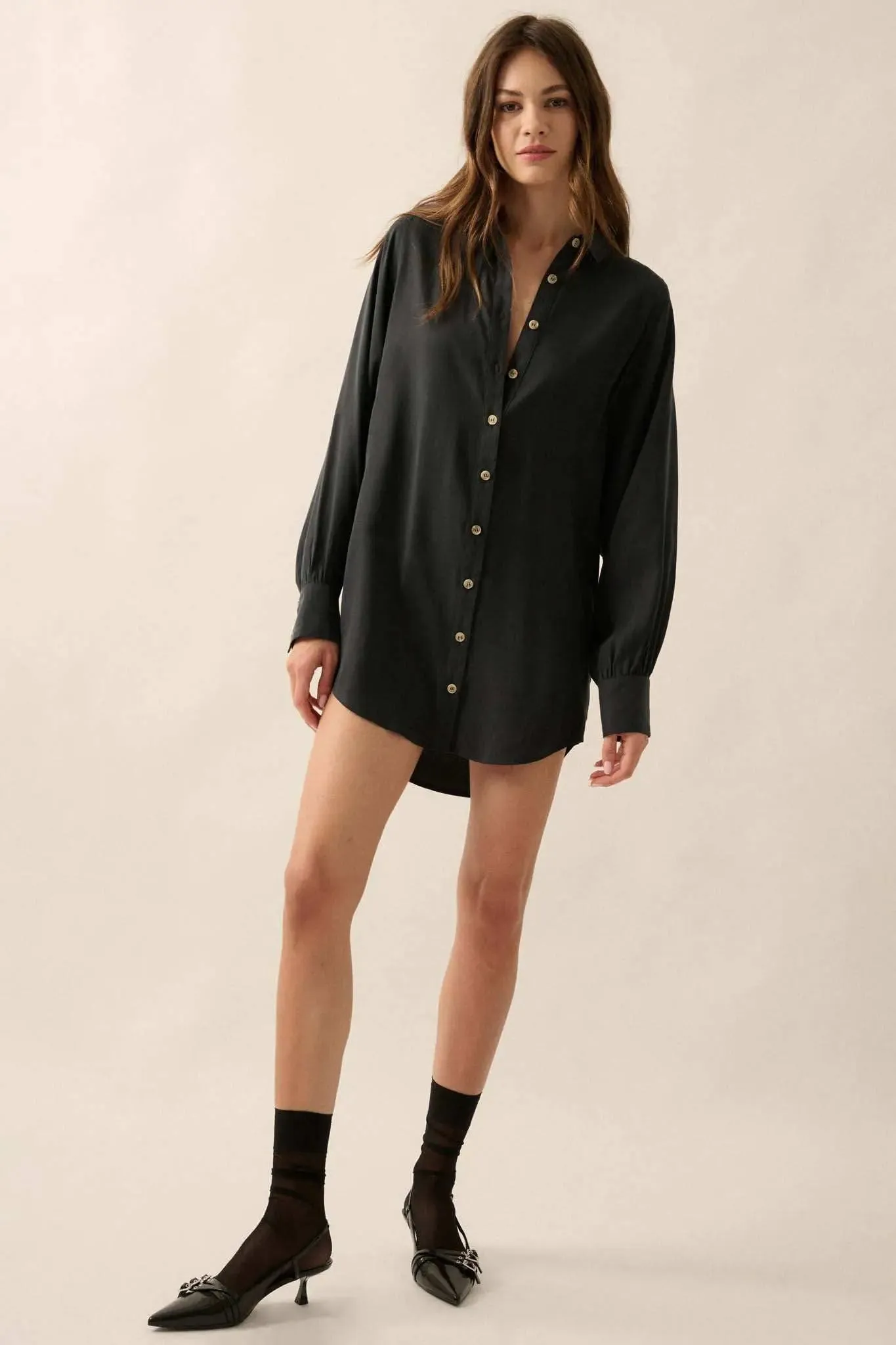 Work in Progress Dolman-Sleeve Mini Shirt Dress sold by Promesa product image thumbnail 5