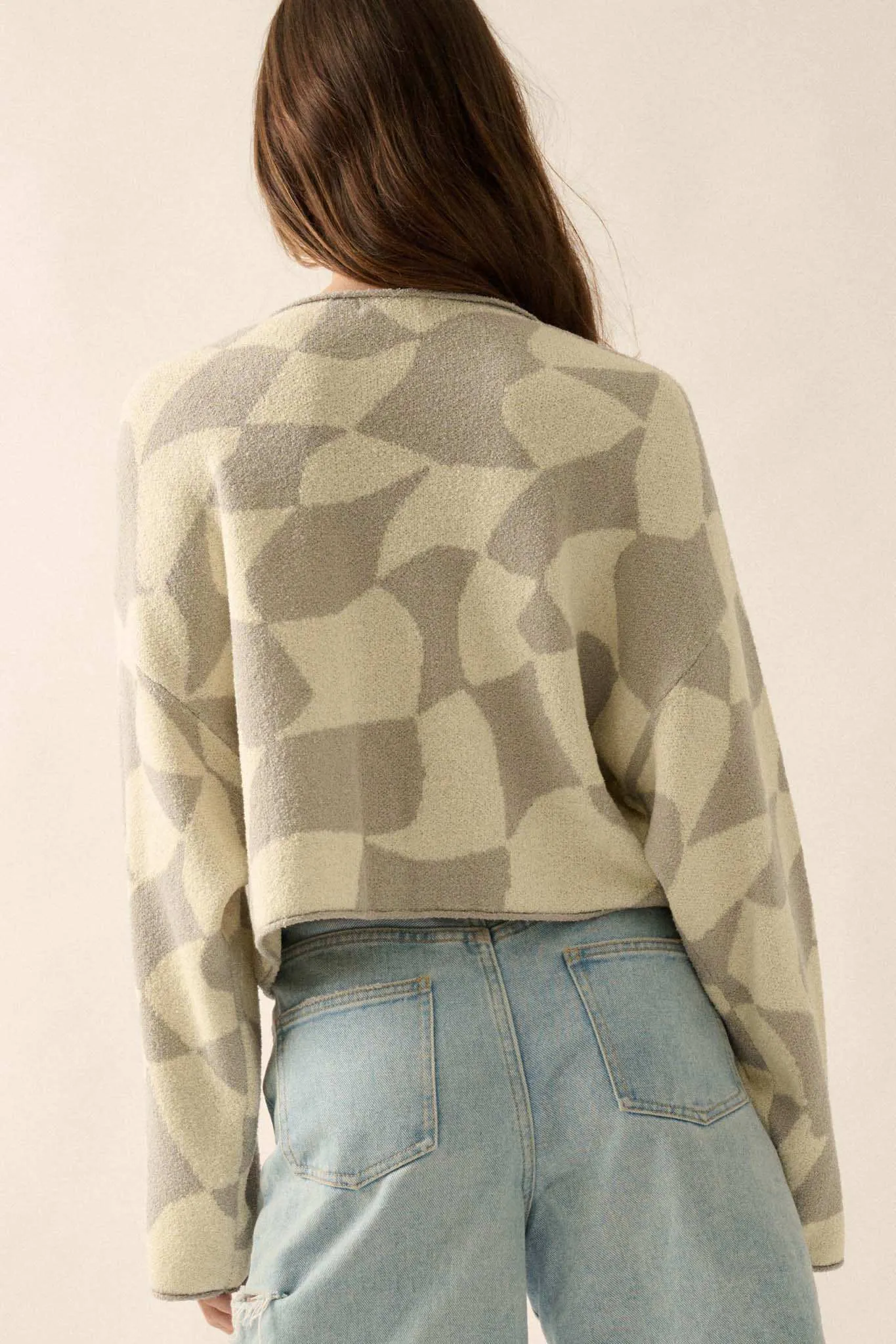 Nice Move Abstract Checkerboard Cropped Sweater sold by Promesa product image thumbnail 2