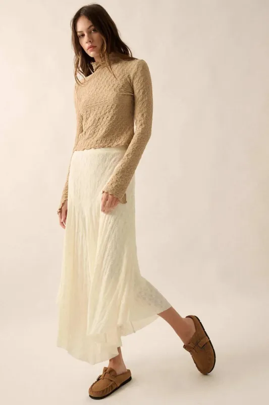 Dainty Days Floral Lace Asymmetrical Midi Skirt sold by Promesa