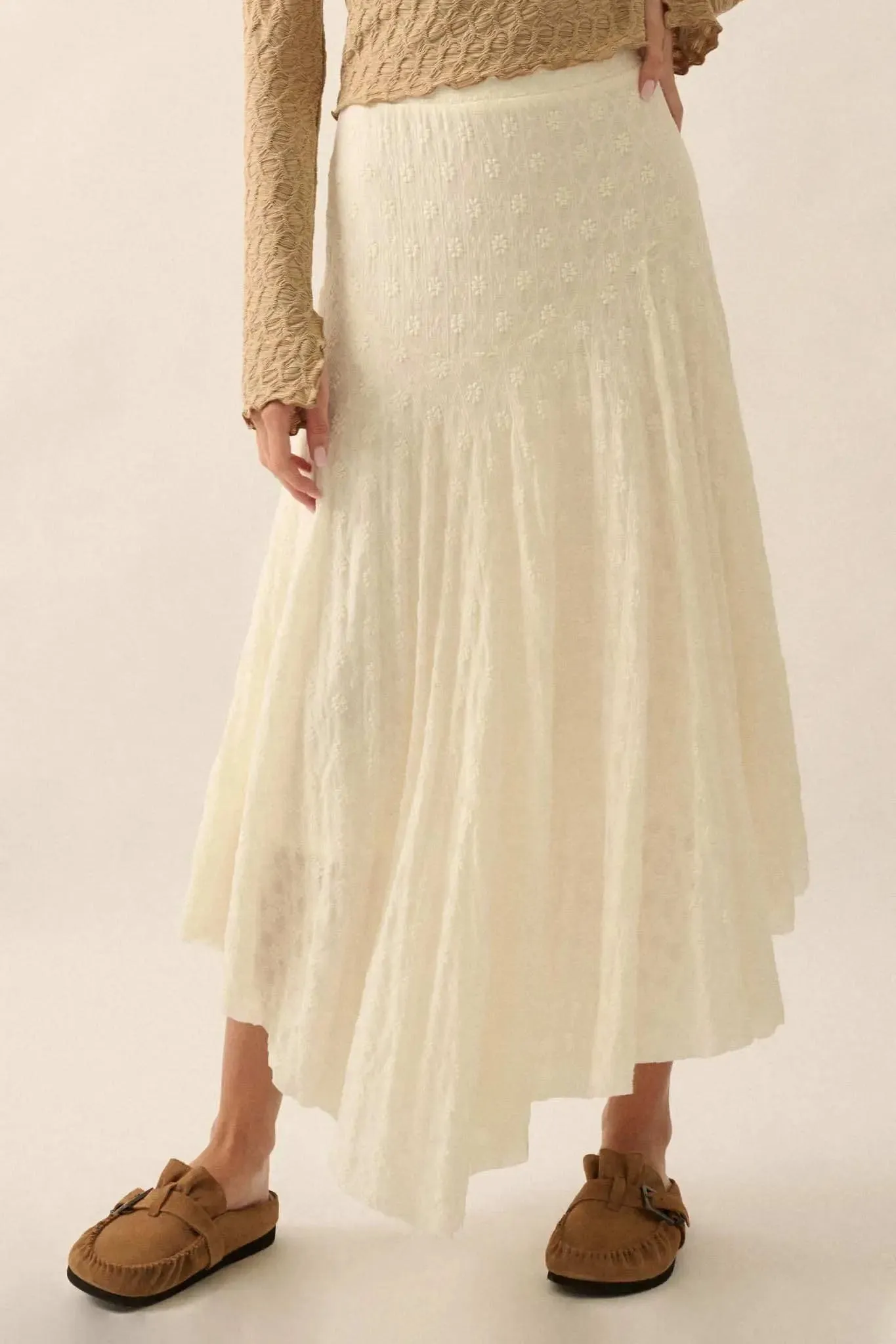 Dainty Days Floral Lace Asymmetrical Midi Skirt sold by Promesa product image thumbnail 2