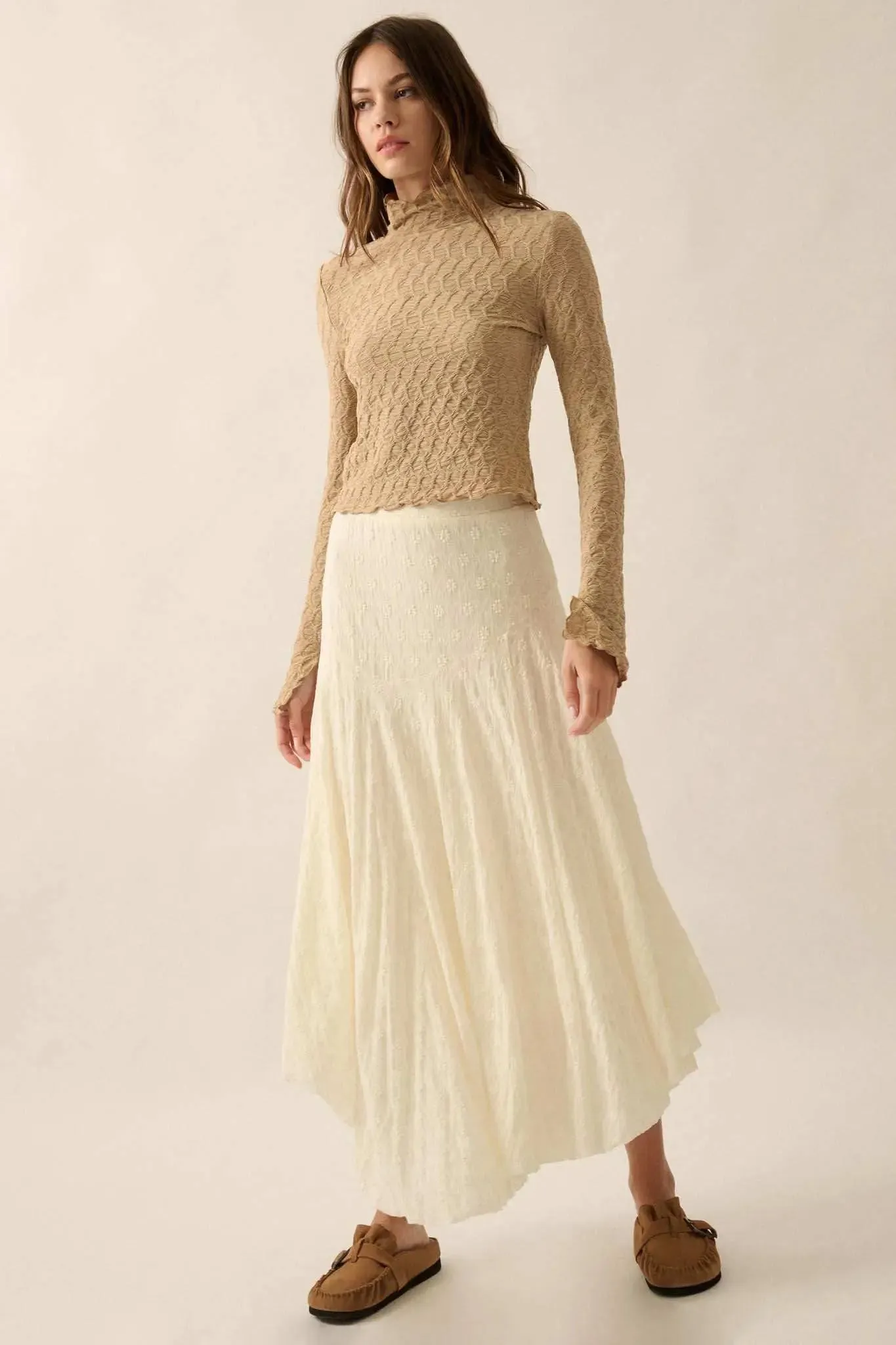 Dainty Days Floral Lace Asymmetrical Midi Skirt sold by Promesa product image thumbnail 4