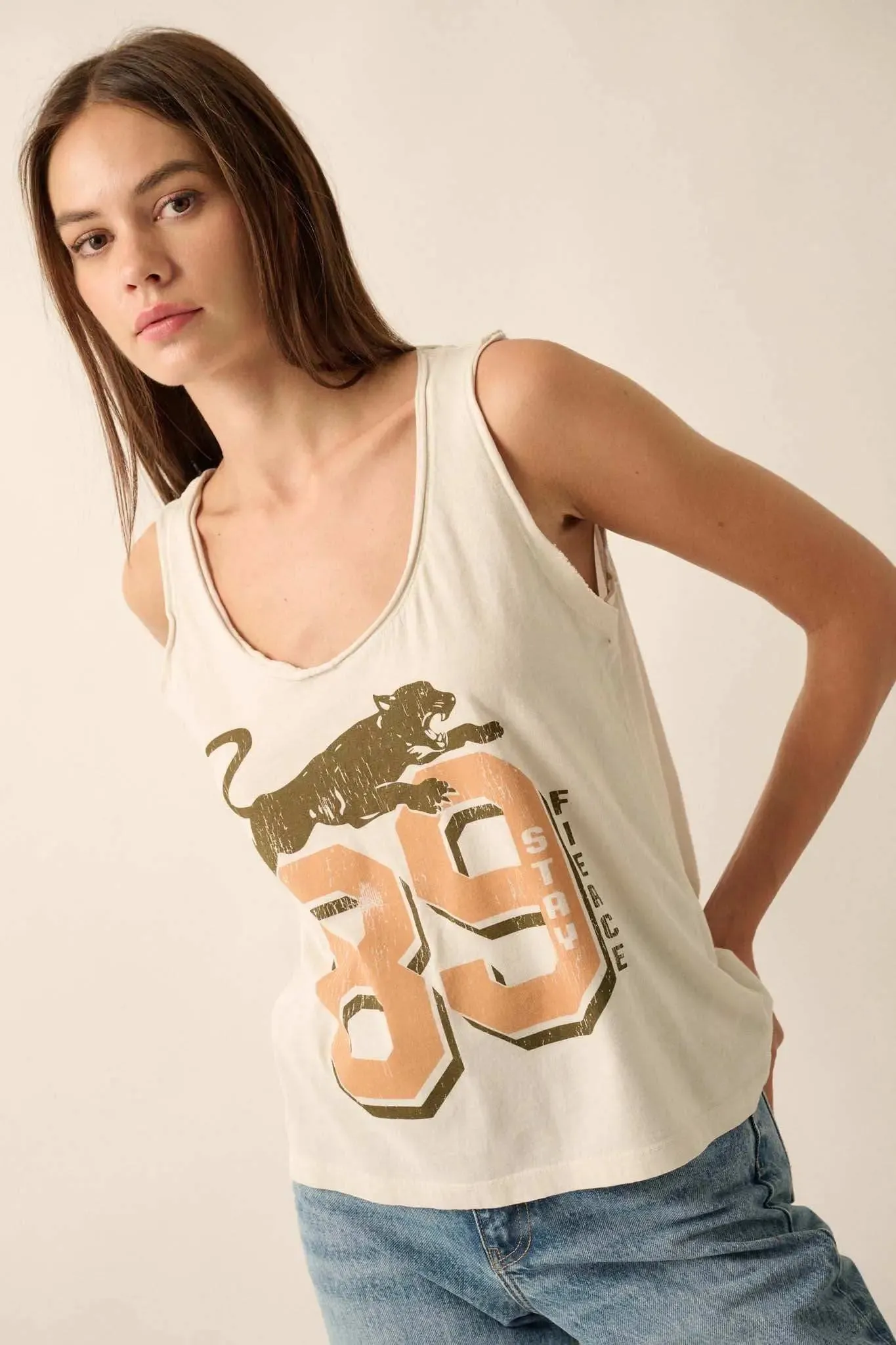 Panther '89 Raw-Edge Graphic Tank Top sold by Promesa