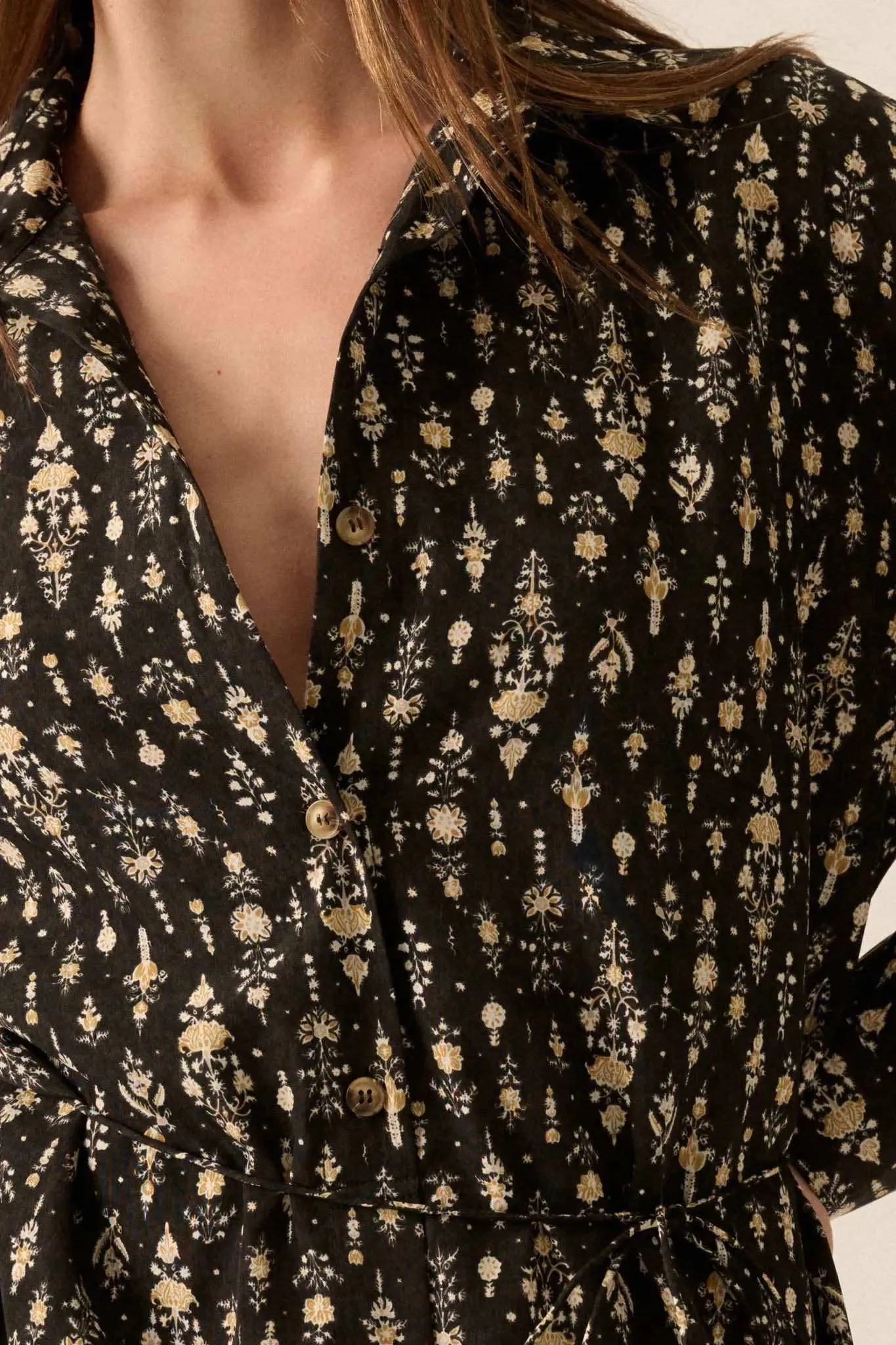 Magic Hour Ornate Floral Button-Up Shirt Romper sold by Promesa product image thumbnail 4