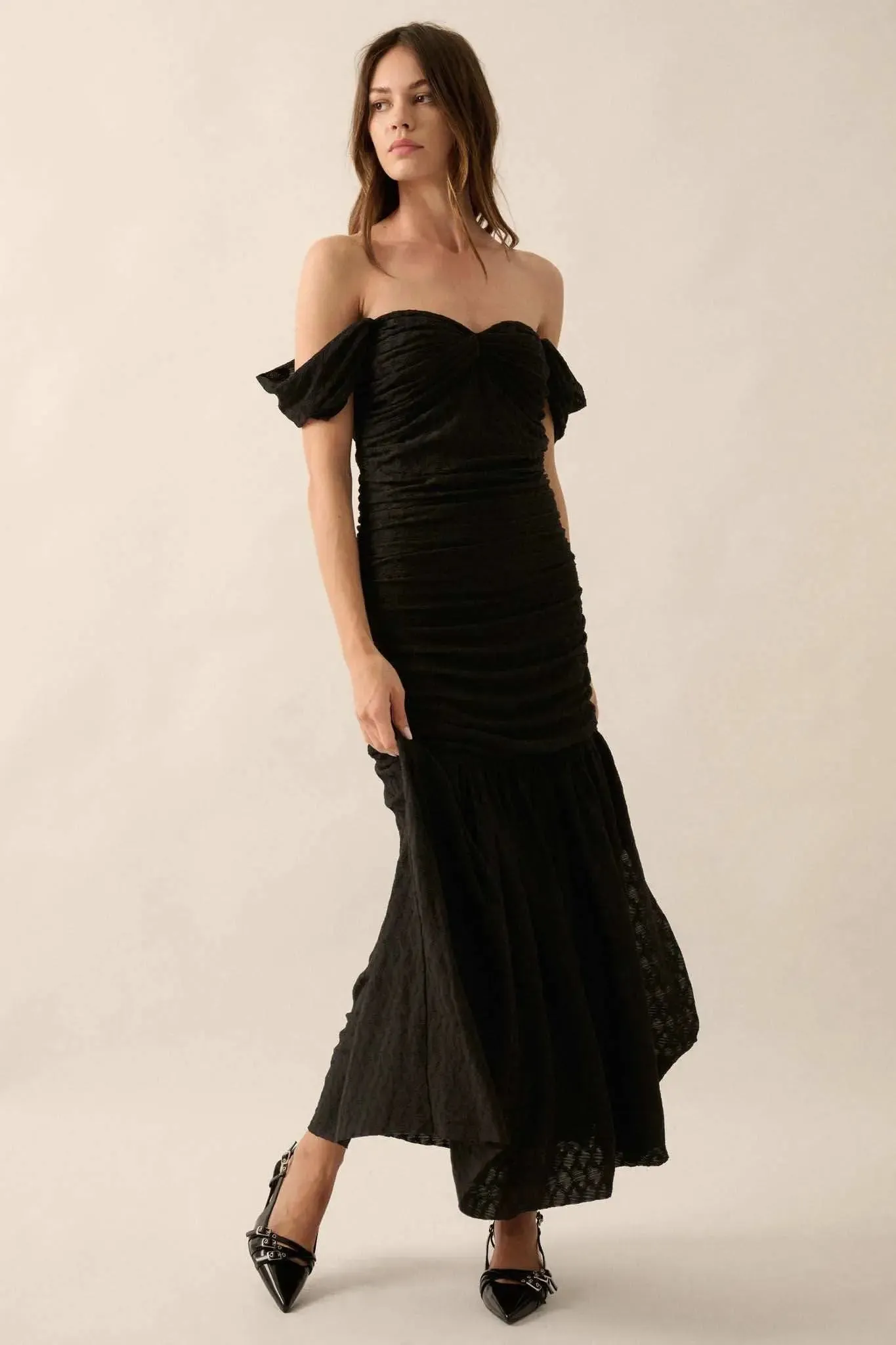 Beautiful Dreamer Textured Knit Drop-Waist Gown sold by Promesa