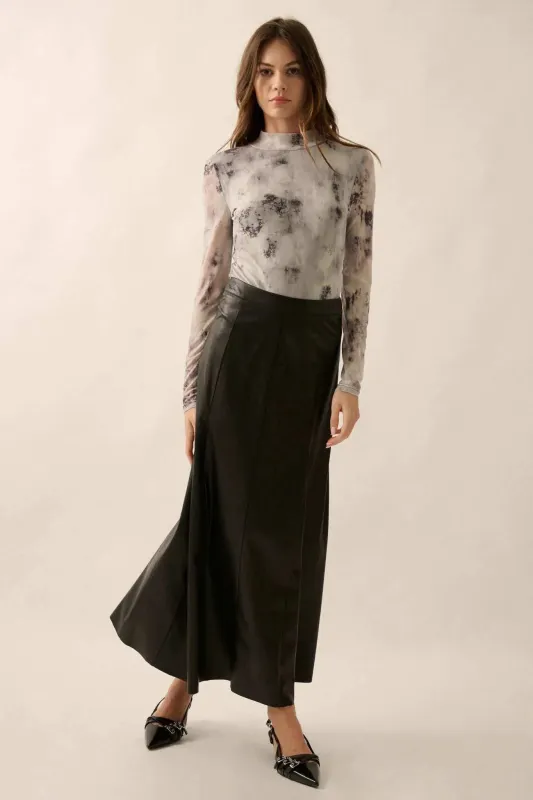 Perfectly Polished Vegan Leather A-Line Maxi Skirt made by Promesa