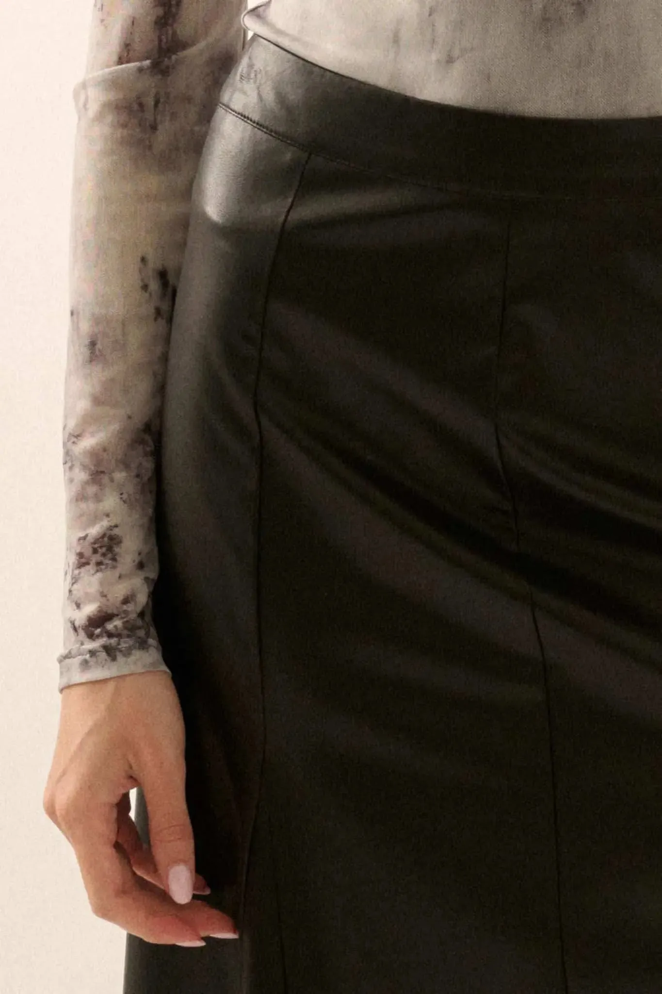 Perfectly Polished Vegan Leather A-Line Maxi Skirt sold by Promesa product image thumbnail 4
