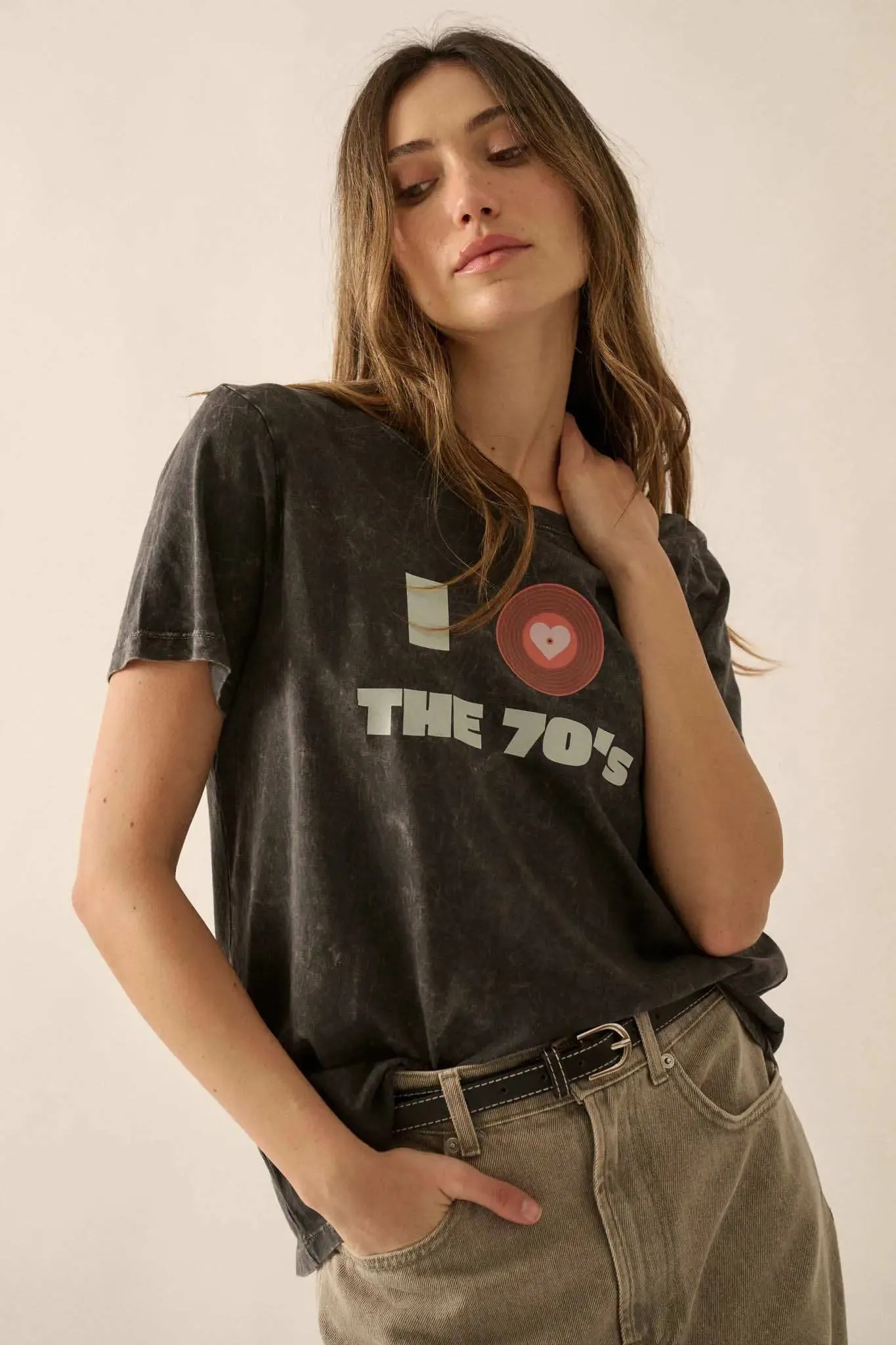 I Love the 70s Vintage-Wash Music Graphic Tee sold by Promesa