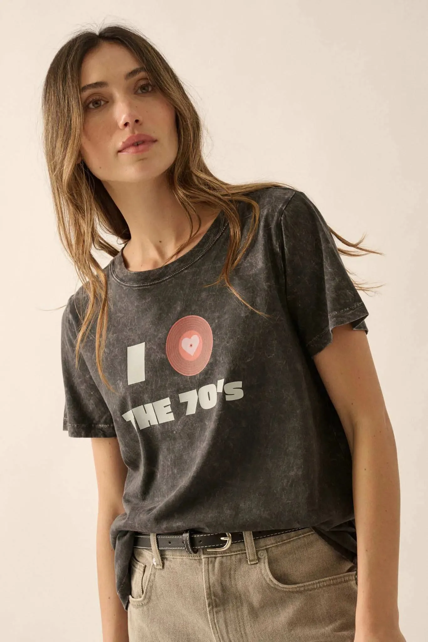 I Love the 70s Vintage-Wash Music Graphic Tee sold by Promesa product image thumbnail 5