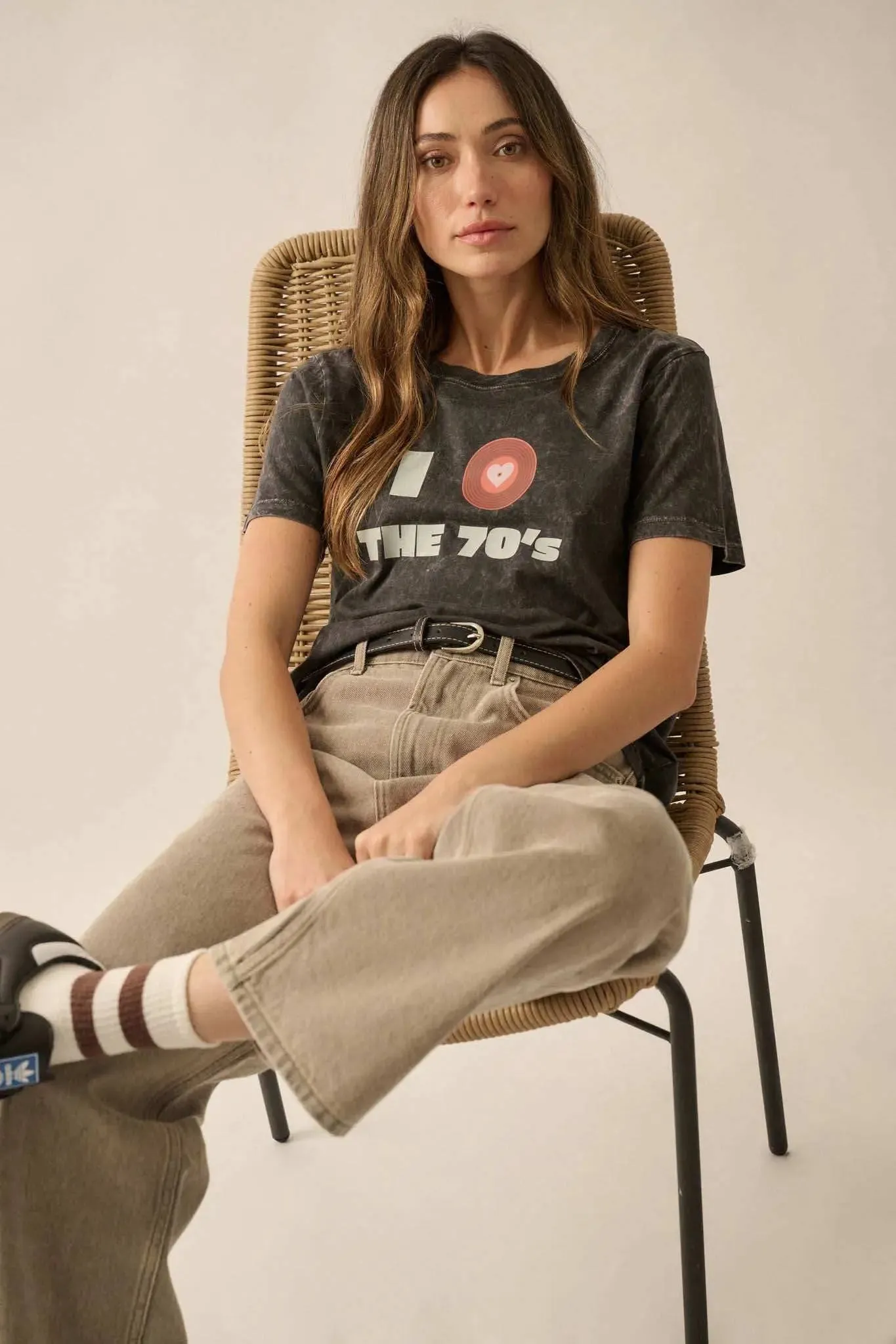 I Love the 70s Vintage-Wash Music Graphic Tee sold by Promesa product image thumbnail 4