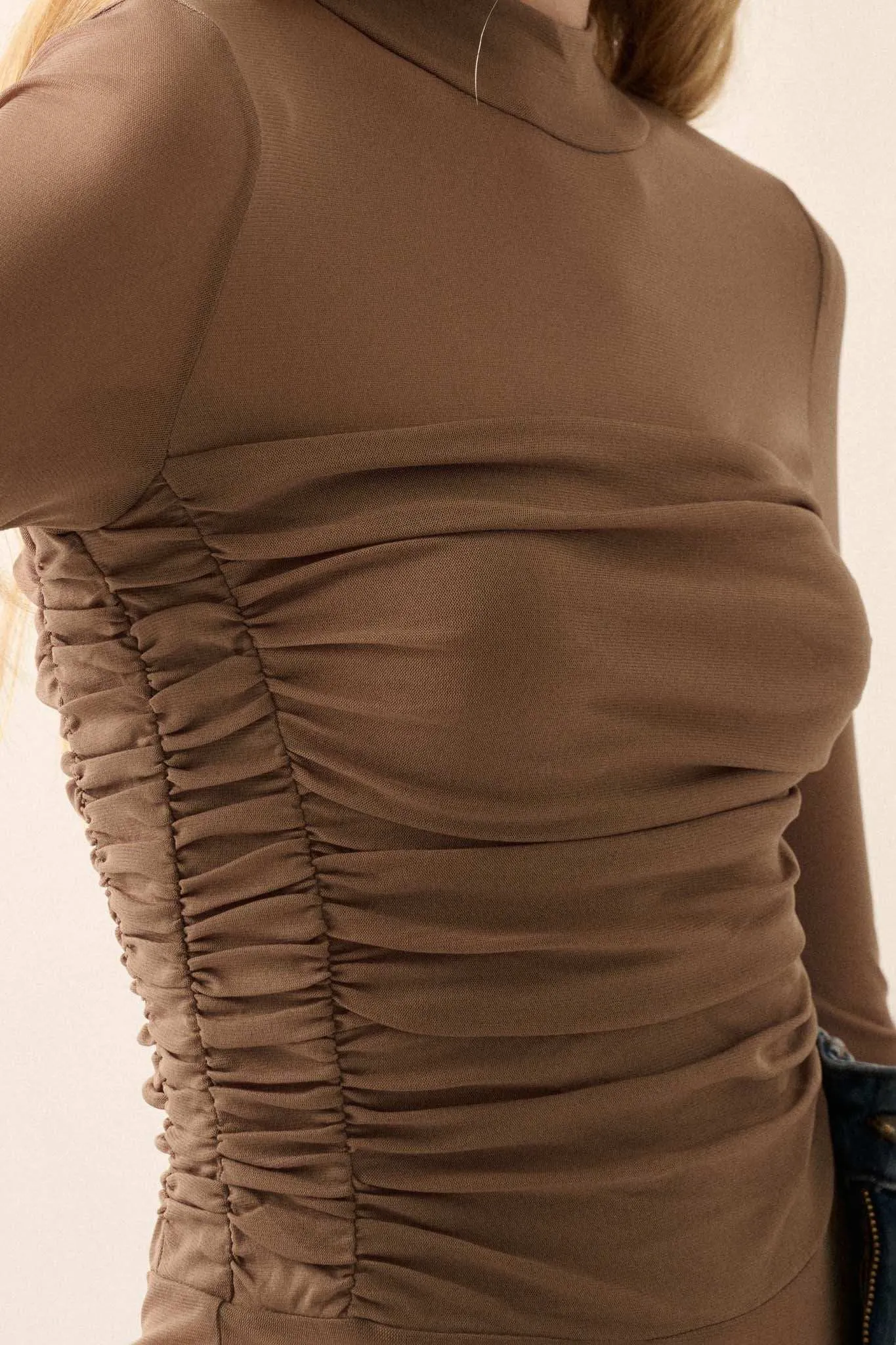 Sheer and There Layered Mesh Mock-Neck Bodysuit sold by Promesa product image thumbnail 4