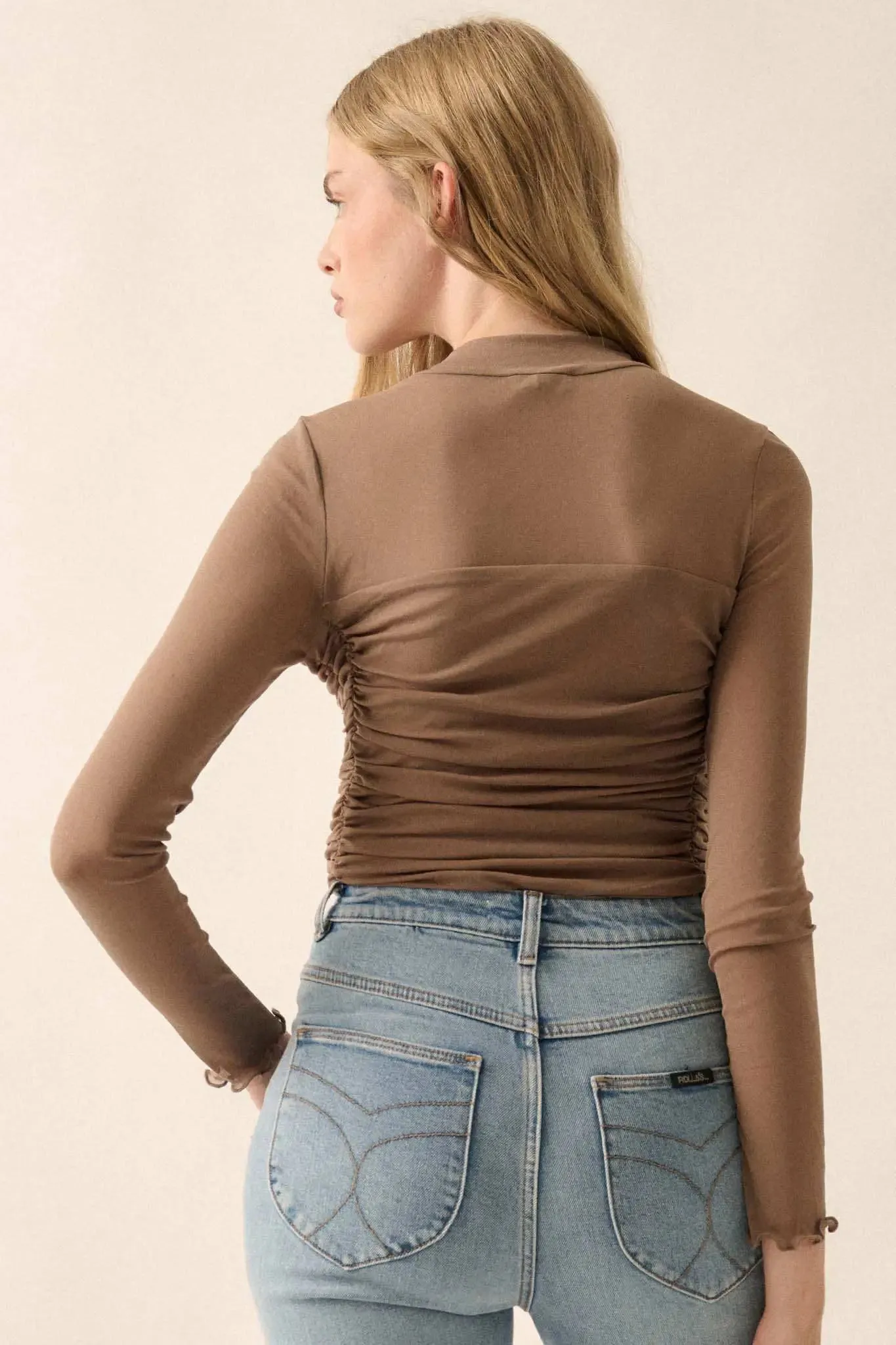 Sheer and There Layered Mesh Mock-Neck Bodysuit sold by Promesa product image thumbnail 2