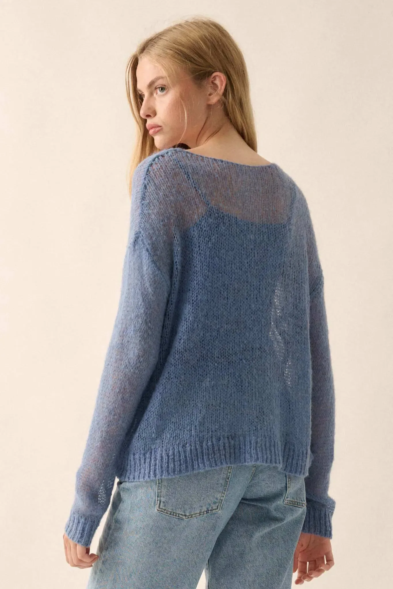 See It Through Layered Open-Knit Sheer Sweater sold by Promesa product image thumbnail 2
