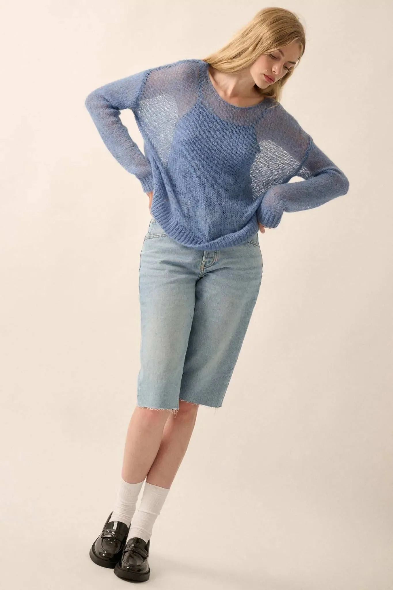 See It Through Layered Open-Knit Sheer Sweater sold by Promesa product image thumbnail 5