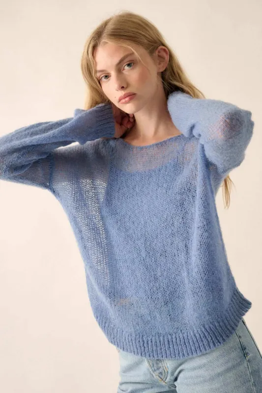 See It Through Layered Open-Knit Sheer Sweater sold by Promesa