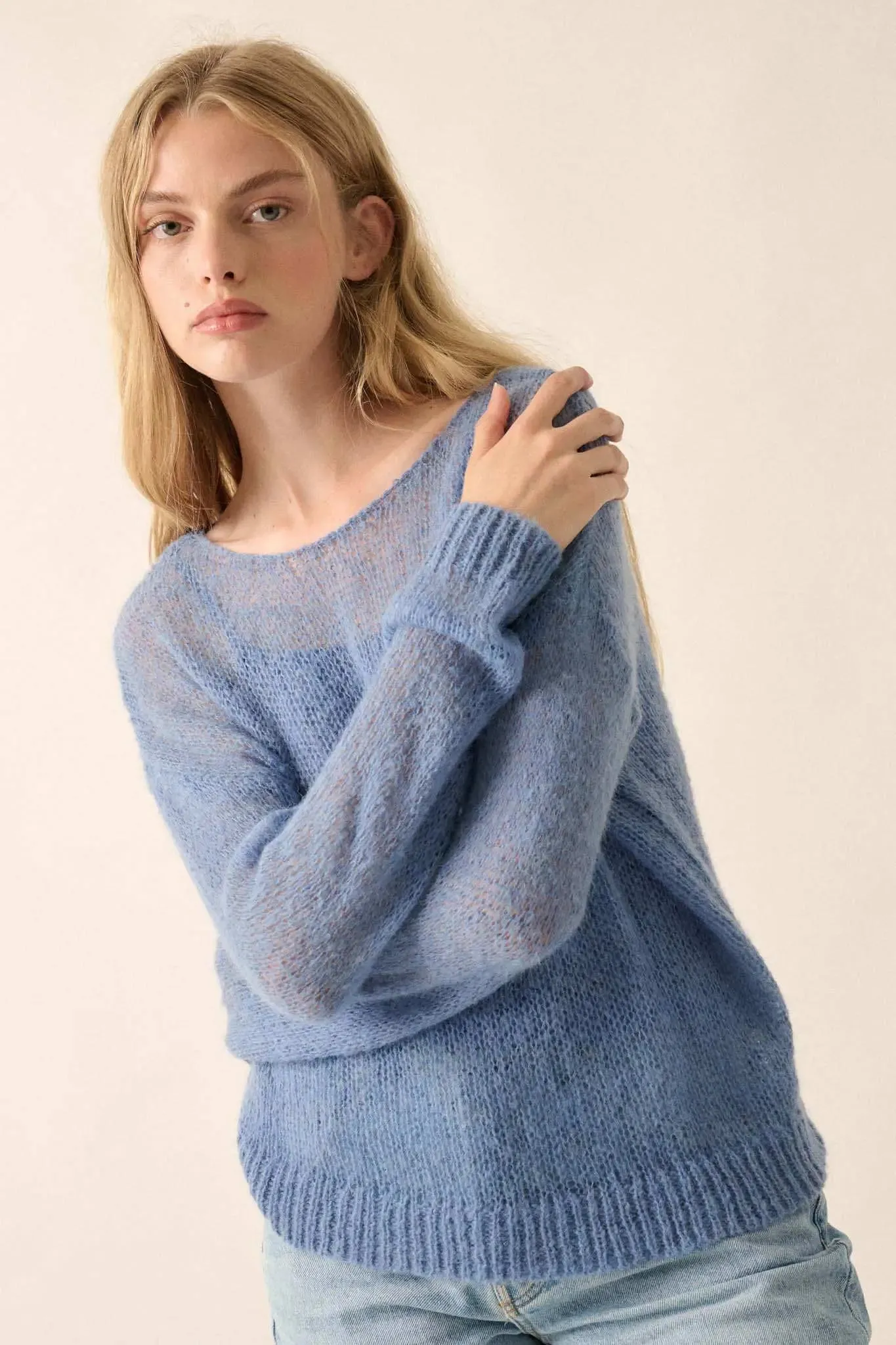 See It Through Layered Open-Knit Sheer Sweater sold by Promesa product image thumbnail 3