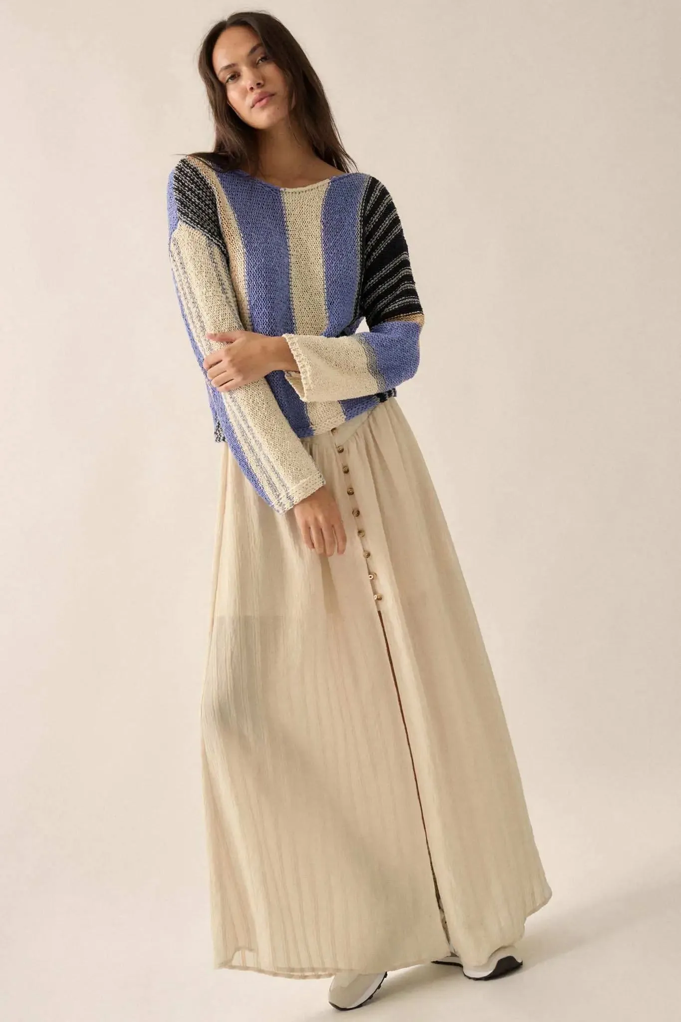 No Rules Colorblock Striped Knit Sweater sold by Promesa product image thumbnail 5