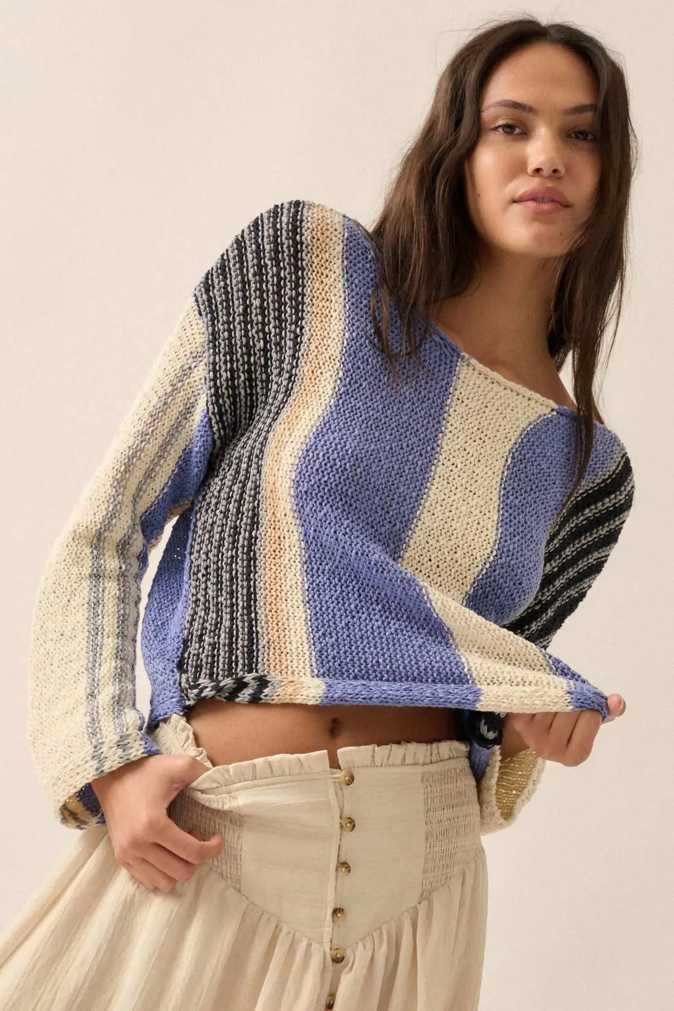 No Rules Colorblock Striped Knit Sweater sold by Promesa