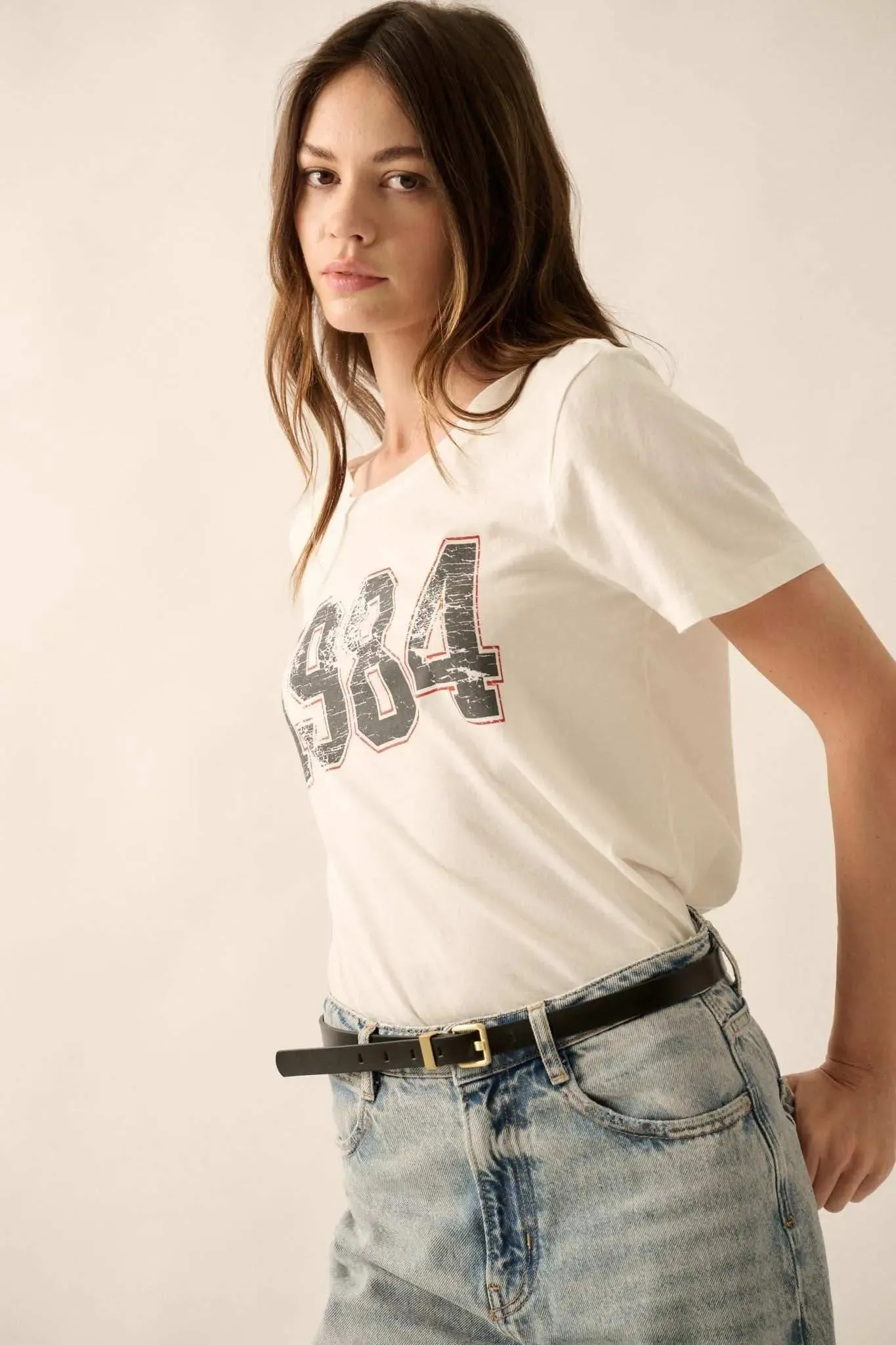 1984 Vintage-Print Varsity Graphic Tee sold by Promesa product image thumbnail 5