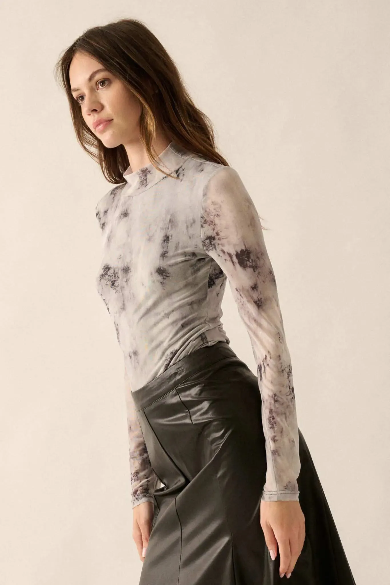 Smokeshow Tie-Dye Mesh Mock Neck Bodysuit sold by Promesa product image thumbnail 5