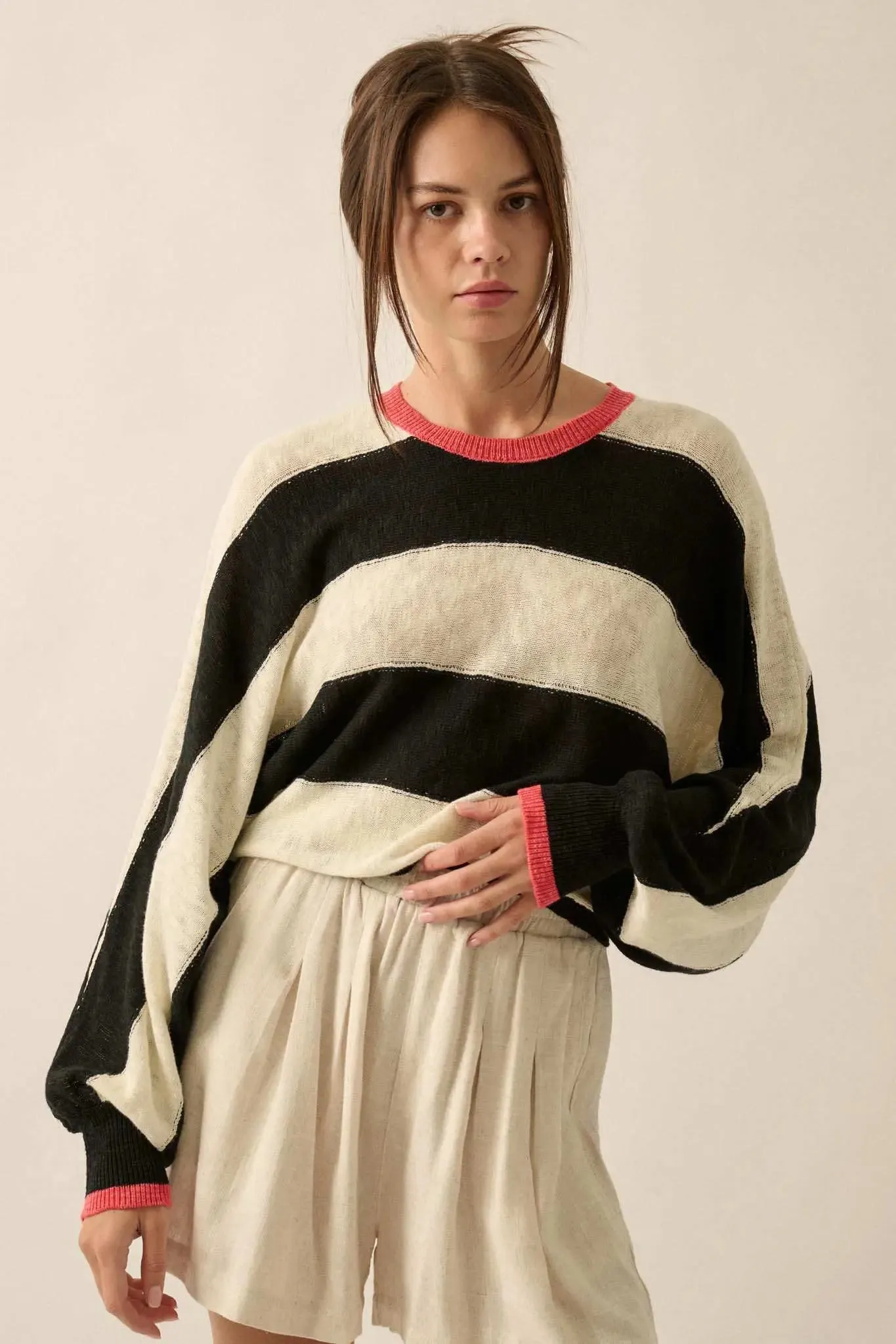 Get It Straight Colorblock Striped Slub-Knit Sweater sold by Promesa product image thumbnail 5