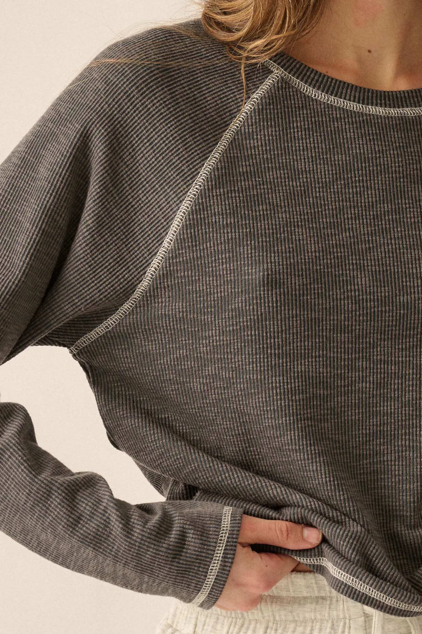 Easy Does It Raglan-Sleeve Rib-Knit Top sold by Promesa product image thumbnail 4