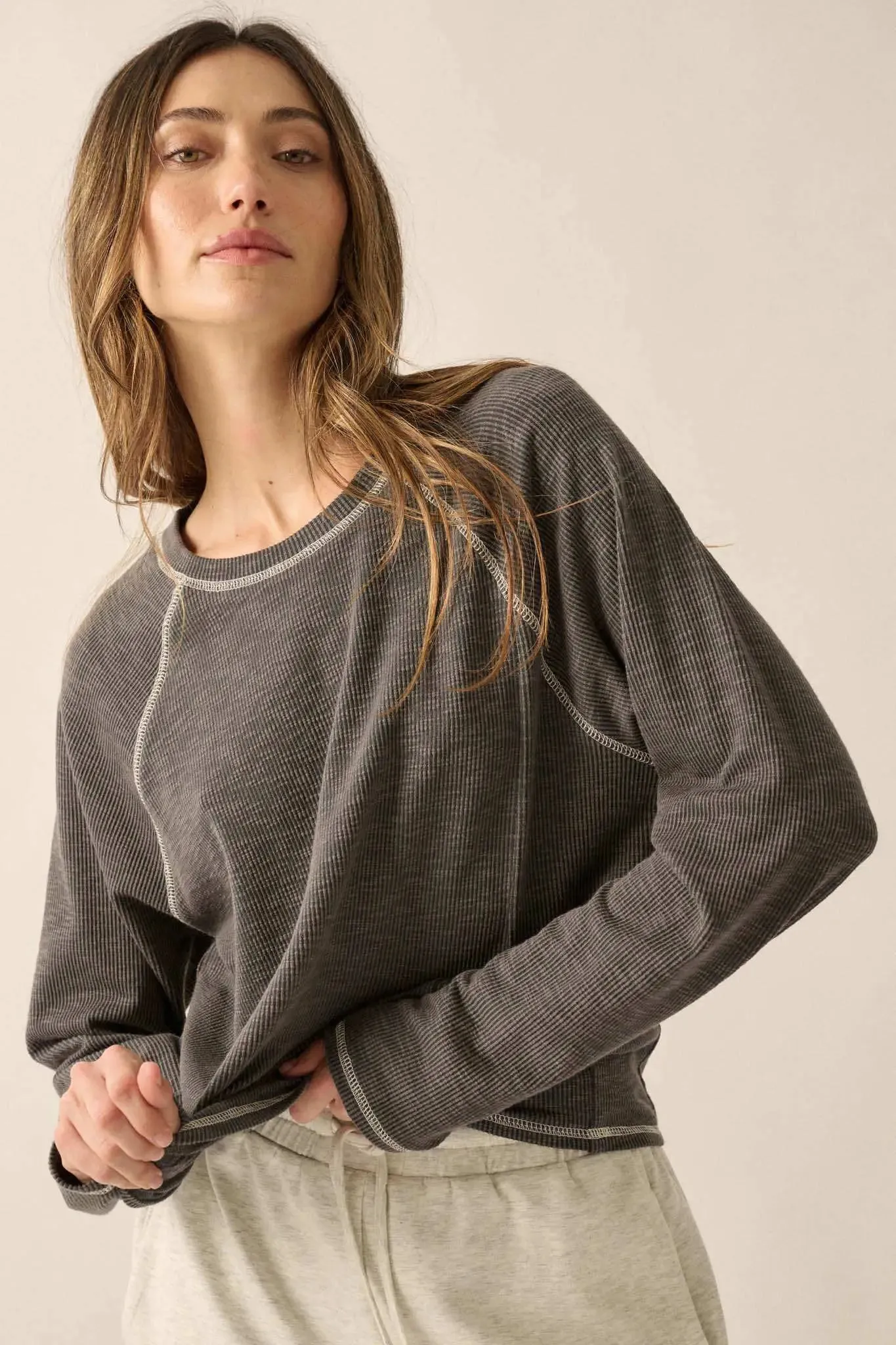 Easy Does It Raglan-Sleeve Rib-Knit Top sold by Promesa