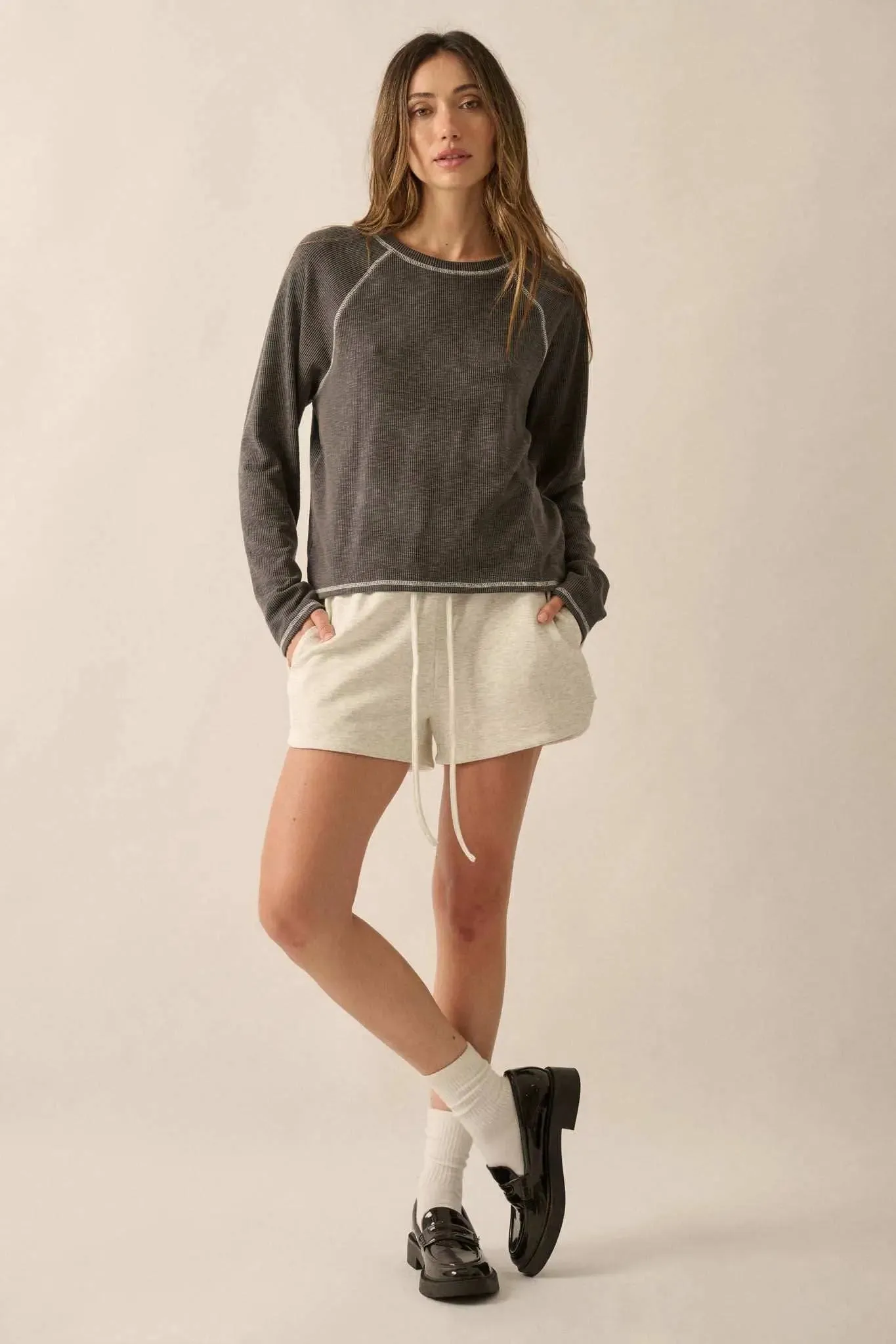 Easy Does It Raglan-Sleeve Rib-Knit Top sold by Promesa product image thumbnail 5