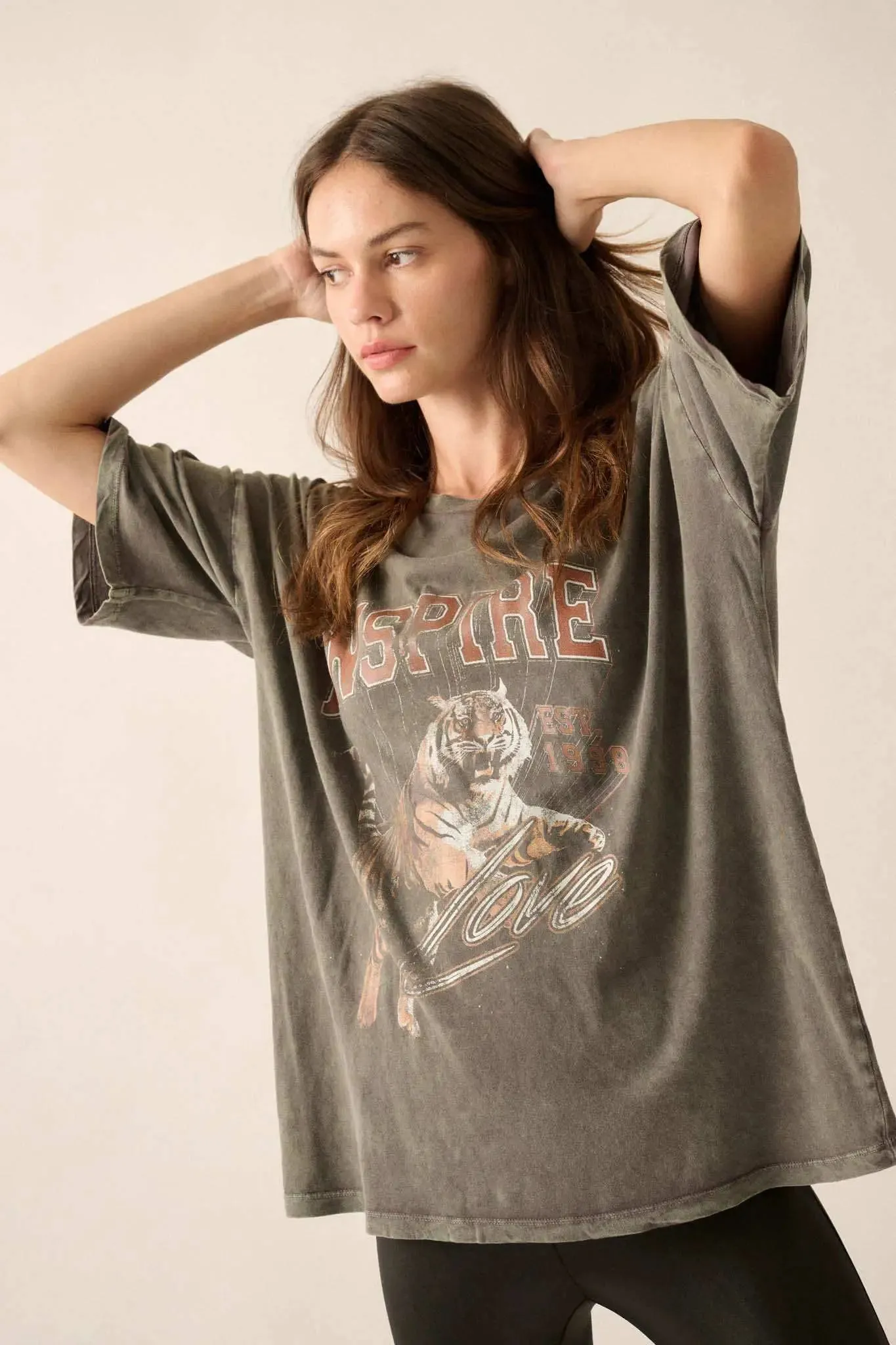 Inspired Tiger Oversize Vintage-Wash Graphic Tee sold by Promesa product image thumbnail 5