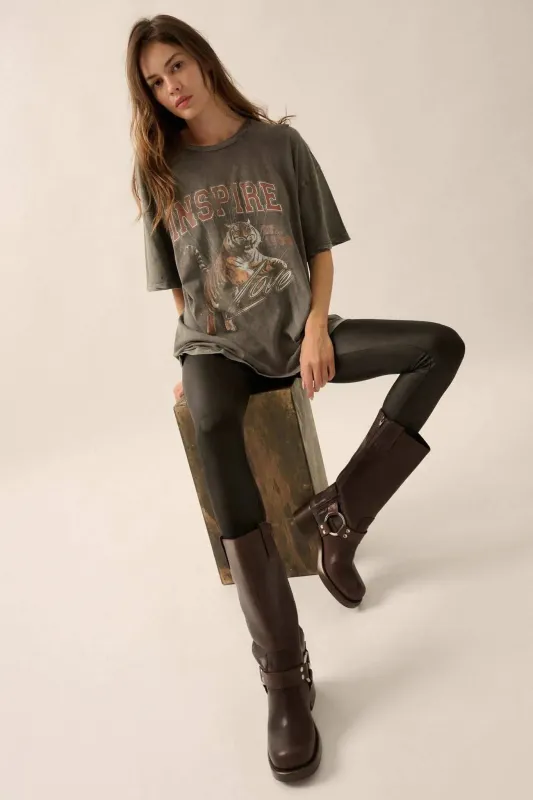 Inspired Tiger Oversize Vintage-Wash Graphic Tee sold by Promesa