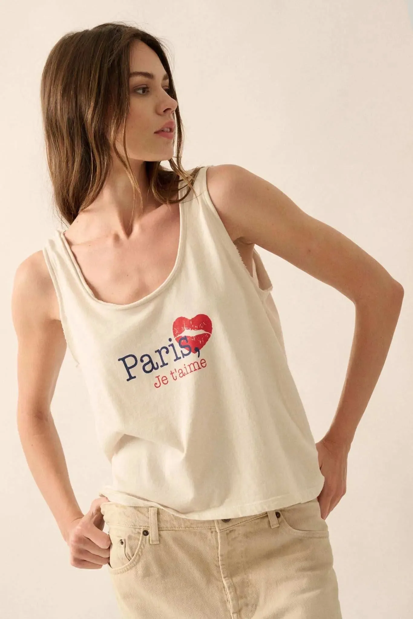 Paris Je T'aime Raw-Edge Graphic Tank top sold by Promesa product image thumbnail 2