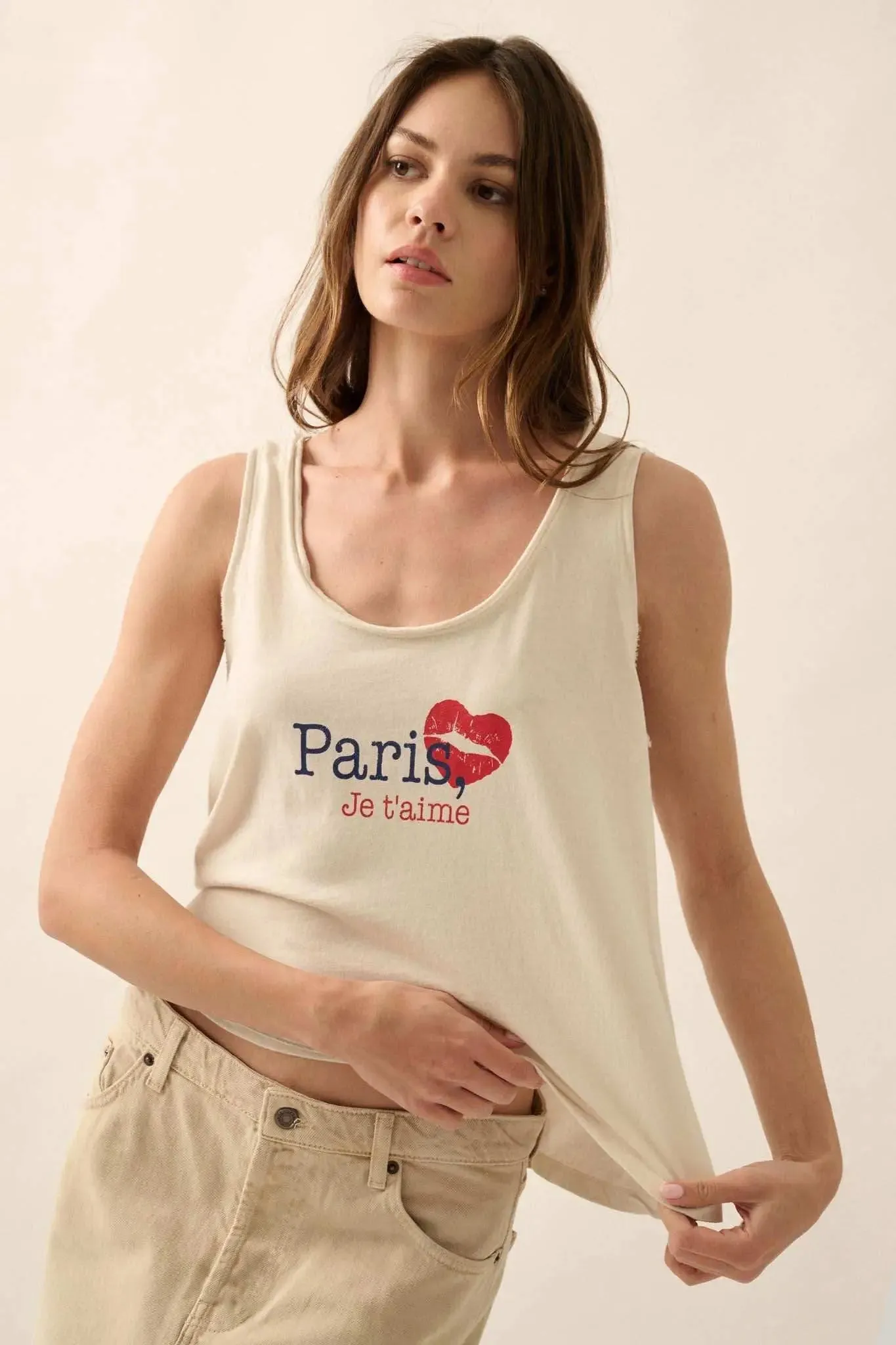 Paris Je T'aime Raw-Edge Graphic Tank top sold by Promesa product image thumbnail 4