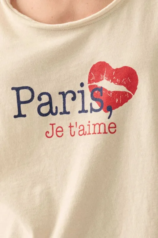 Paris Je T'aime Raw-Edge Graphic Tank top made by Promesa