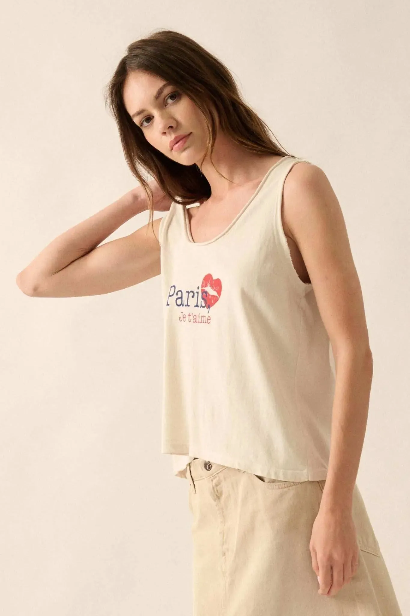 Paris Je T'aime Raw-Edge Graphic Tank top sold by Promesa product image thumbnail 5