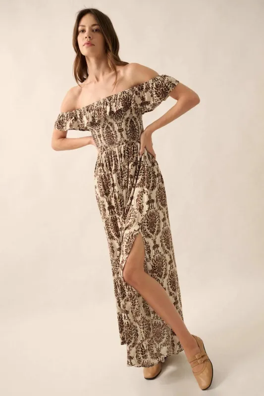 Opulent Beauty Ornate Floral-Print Maxi Dress sold by Promesa
