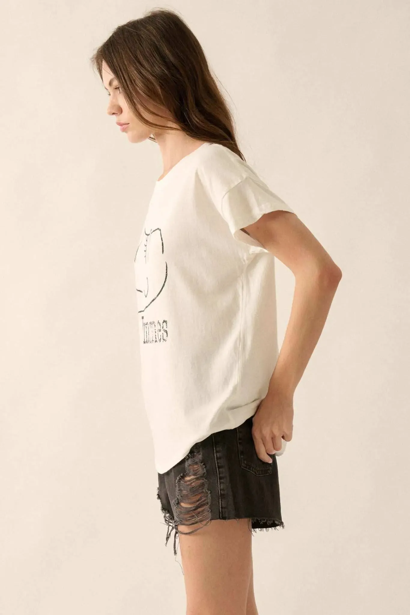 Les Femmes Vintage-Print Graphic Tee sold by Promesa product image thumbnail 5
