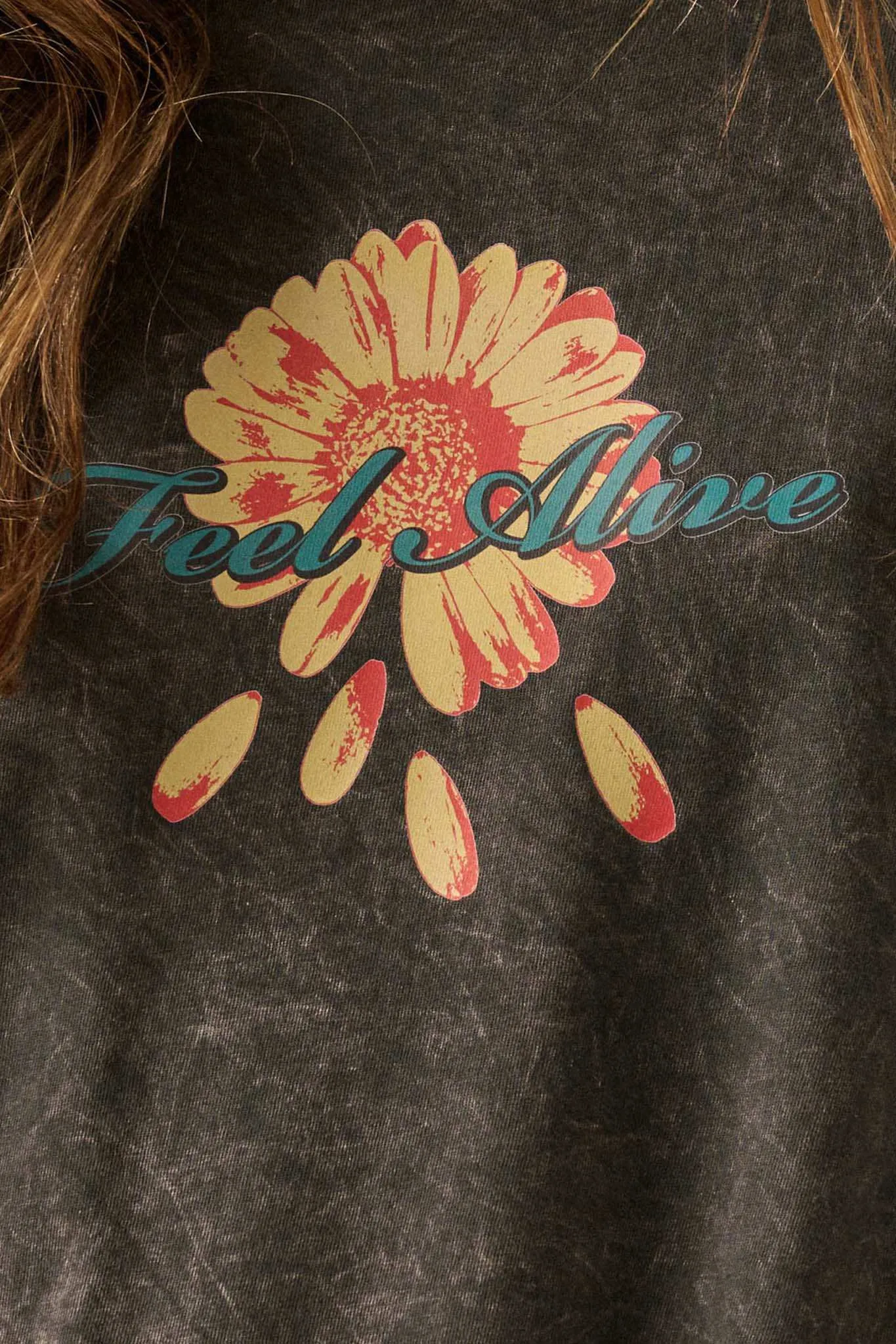 Feel Alive Vintage-Wash Flower Graphic Tee sold by Promesa product image thumbnail 2