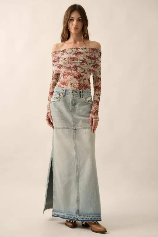 Tender Petals Floral Mesh Foldover Bodysuit sold by Promesa