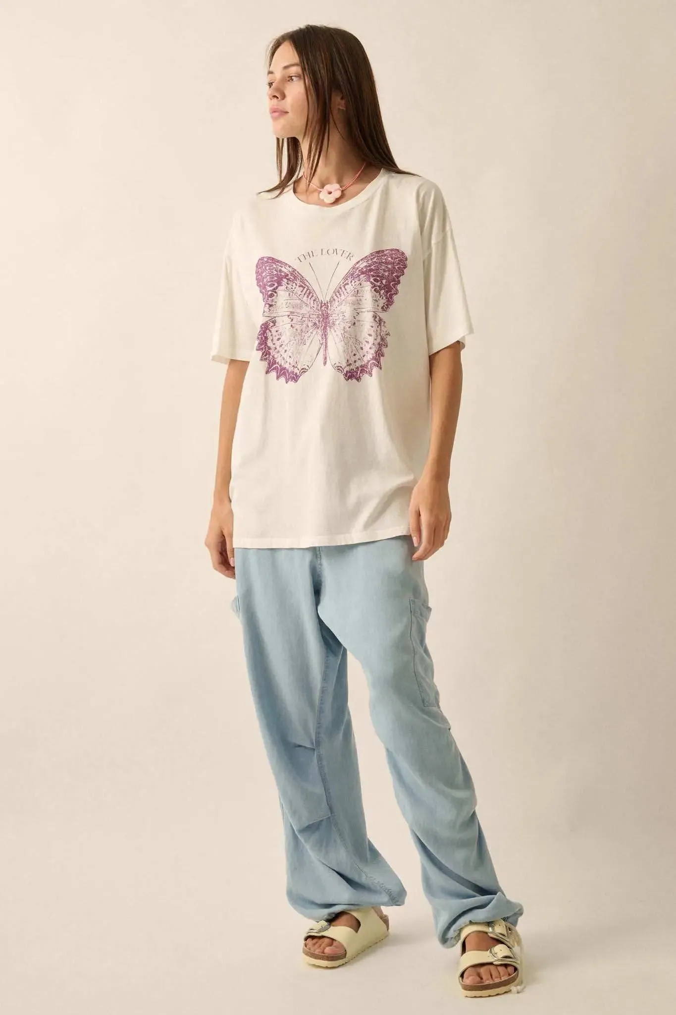 Lover Butterfly Oversize Graphic Tee sold by Promesa product image thumbnail 3