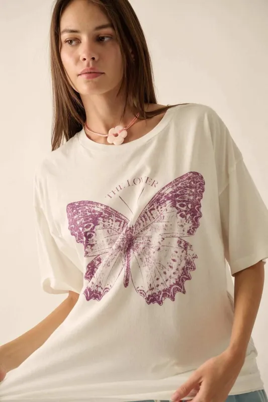 Lover Butterfly Oversize Graphic Tee sold by Promesa