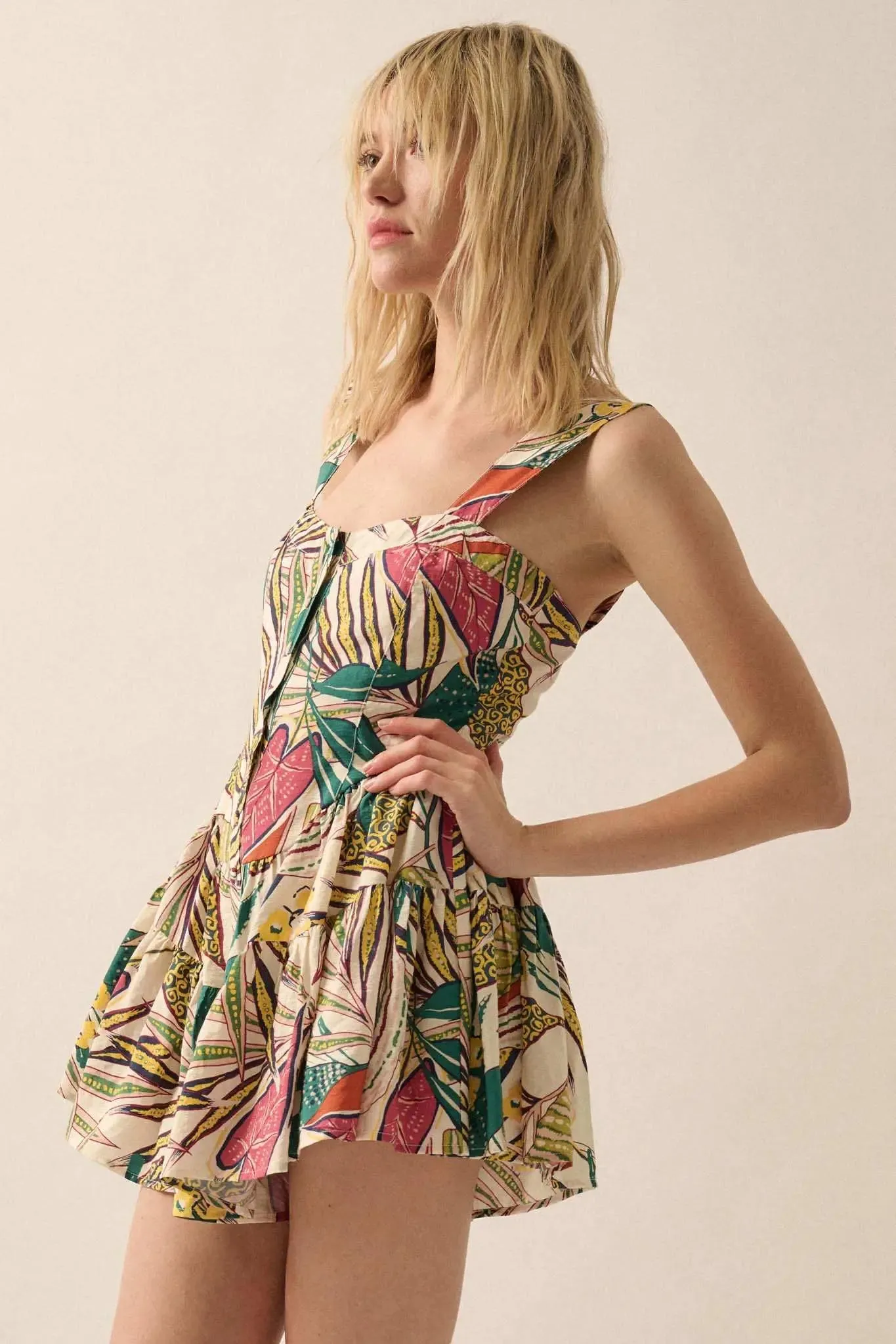 Island Oasis Tropical Floral Fit-and-Flare Romper sold by Promesa product image thumbnail 5