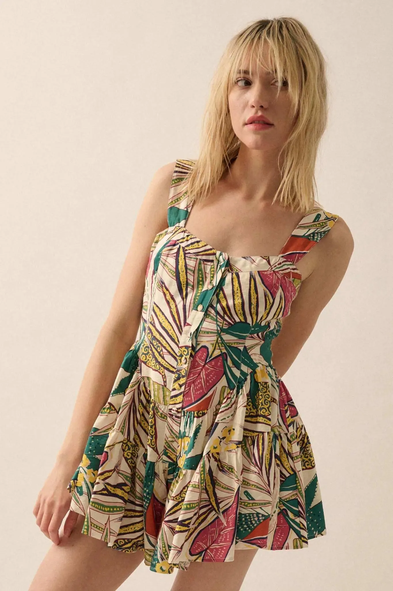 Island Oasis Tropical Floral Fit-and-Flare Romper sold by Promesa product image thumbnail 4