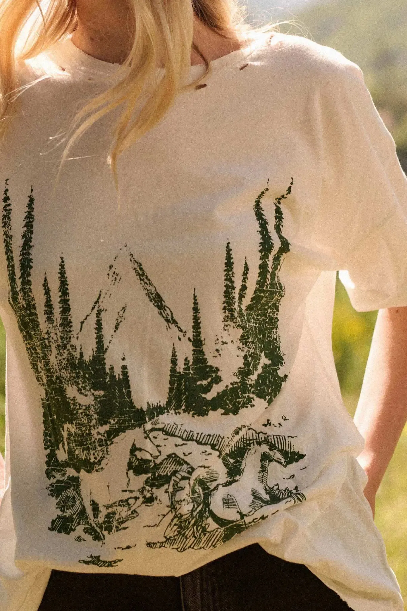 Mustang Mountain Distressed Oversize Graphic Tee sold by Promesa product image thumbnail 4